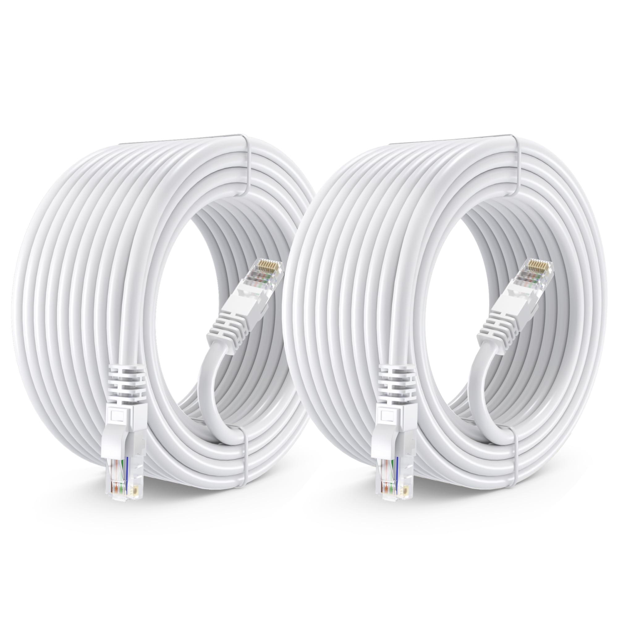 Maximm Cat 6 Ethernet Cable 40 Ft (2 Pack)   High Speed Lan Cable, Internet Cable, Patch Cable, And Network Cable   Utp, 10Gbps, 550Mhz Cat6 Cable   White