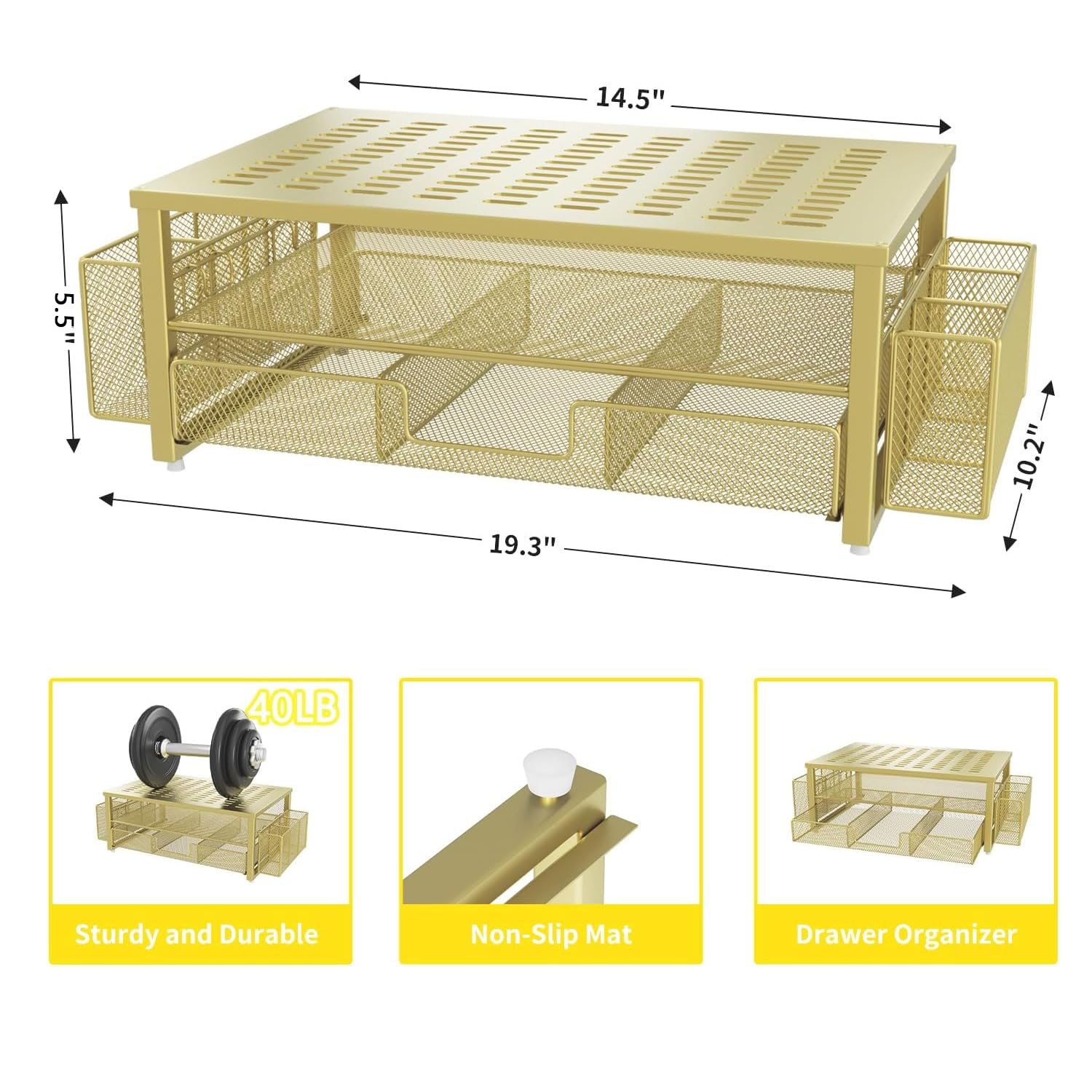 Gianotter Monitor Stand With Drawer And Pen Holder, Desk Organizers And Accessories, 2 Tier Monitor Riser, Ideal For Office Supp