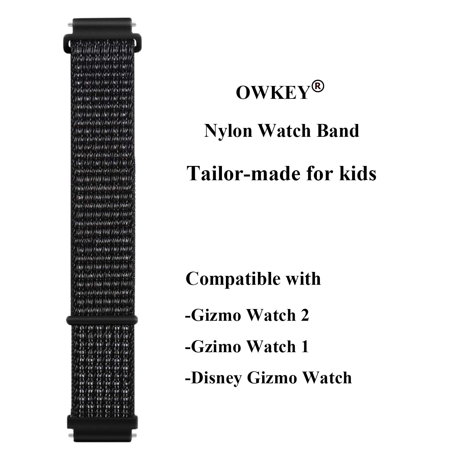 Owkey Kids Band Replacement Compatible For Gizmo Watch, Breathable Hook & Loop Nylon Watch Bands With Quick Release Pins, Compat