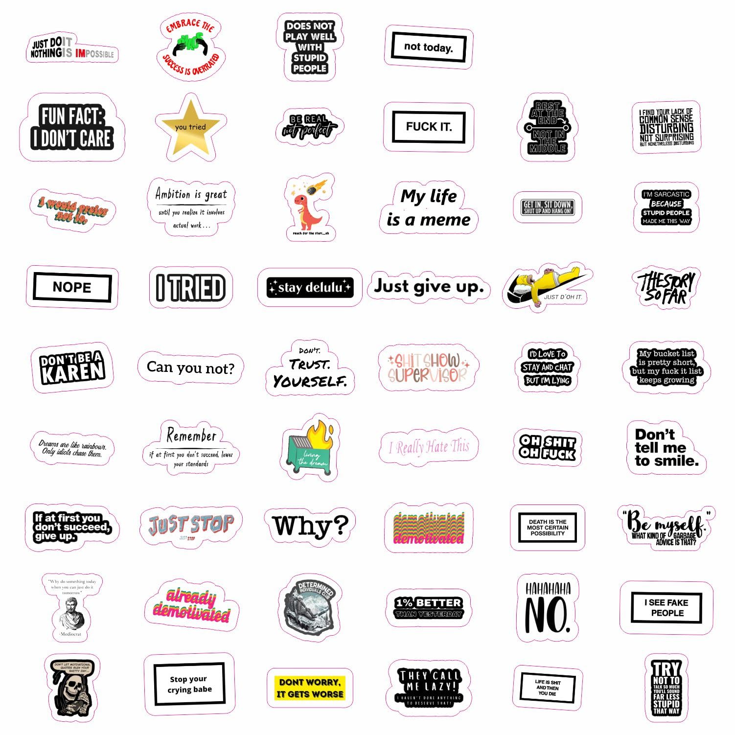 100Pcs Snarky Stickers, Sarcastic Stickers   Demotivational Stickers For Water Bottle And Laptop   Unmotivational Stickers, Funn