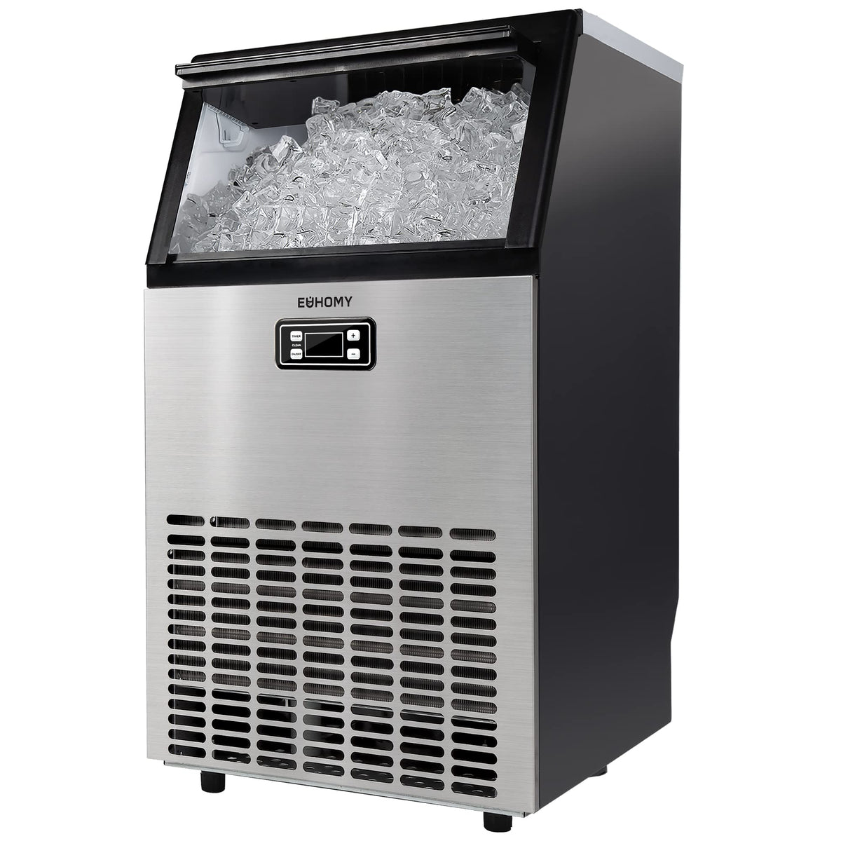 Euhomy Commercial Ice Maker Machine, 99Lbs/24H Stainless Steel Under Counter Ice Machine With 33Lbs Ice Storage Capacity, Freest