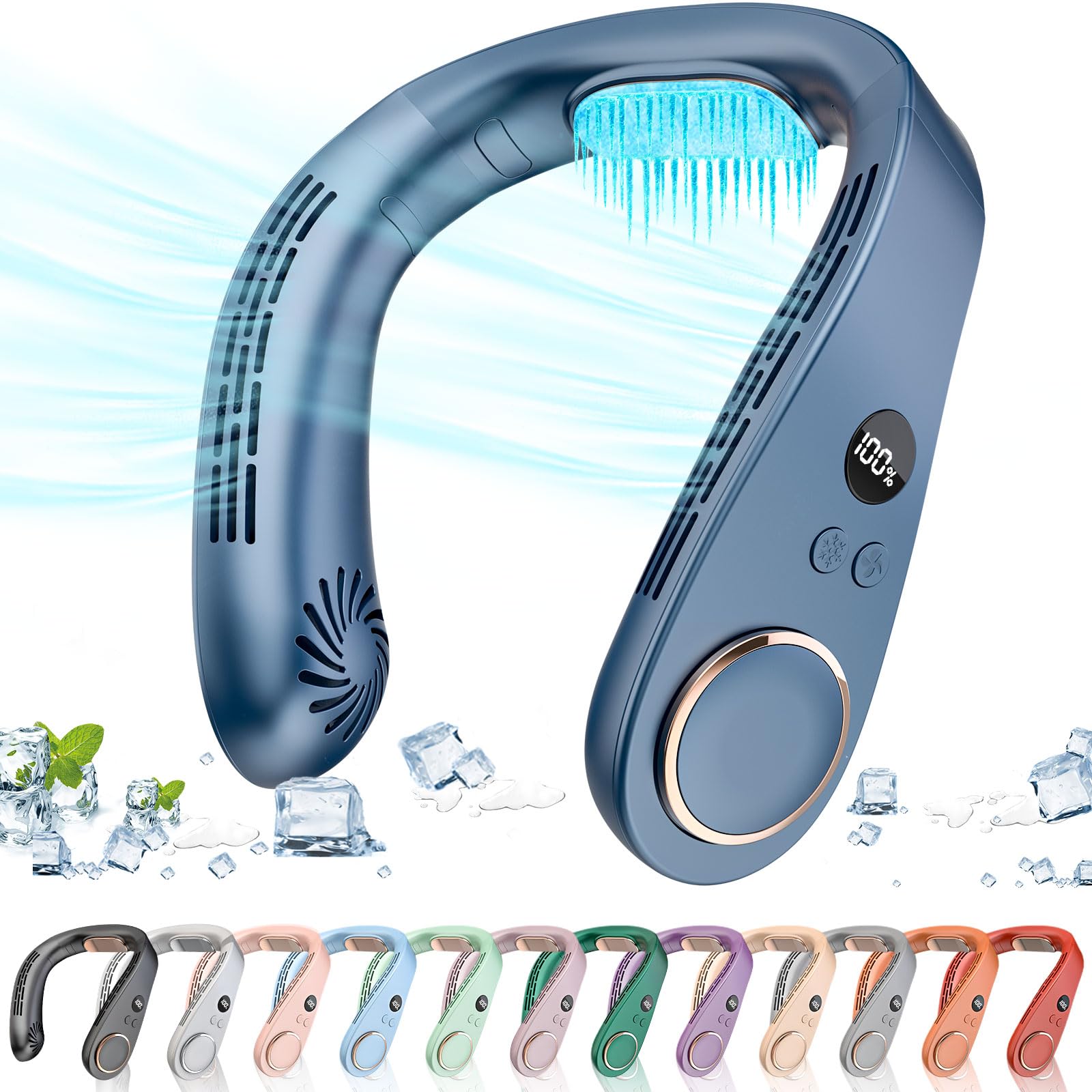 Neck Fan Air Conditioner,Personal Cooling Device,Neck Air Conditioners Portable Neck AC Rechargeable Battery Powered,USB Silent 