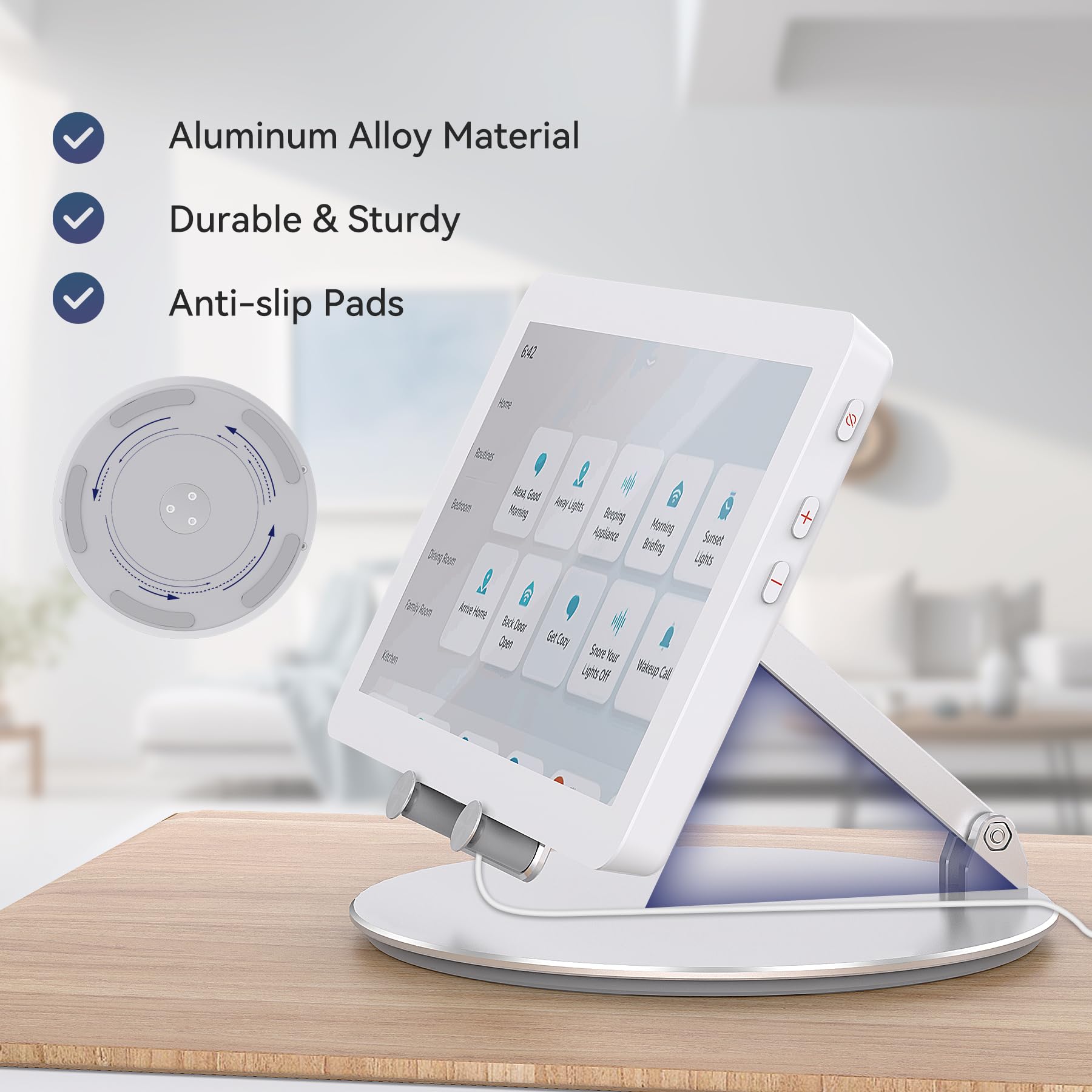 Wawxh1314 Elevated Stand For Echo Hub, Rotatable Tilt Stand For Alexa Hub, Echo Hub Table Stand, Aluminum Stand Holder For Echo
