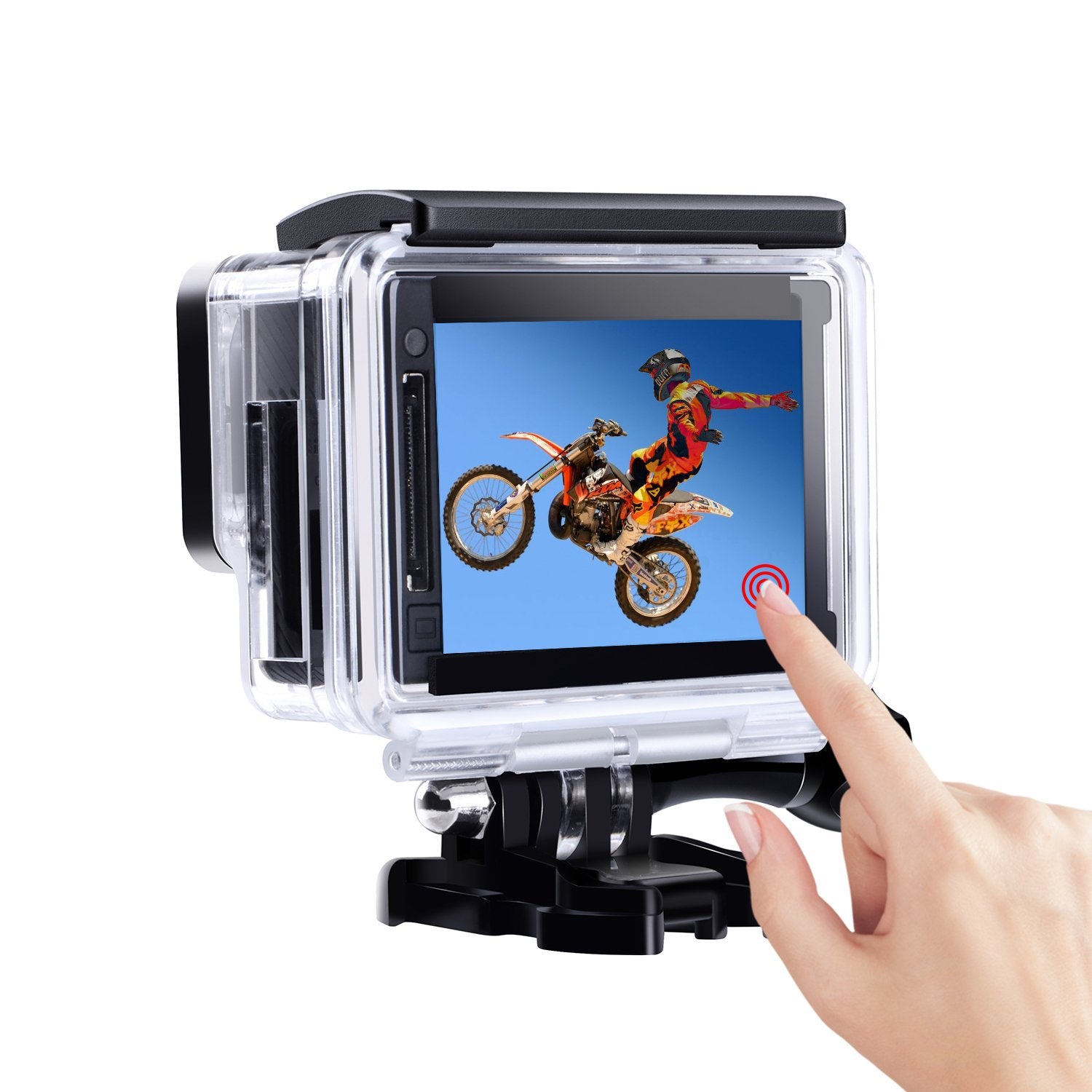 Suptig Protective Case Charging Case Wire Connectable Skeleton Protective Side Open Housing Case Compatible For Gopro Hero 4 Her