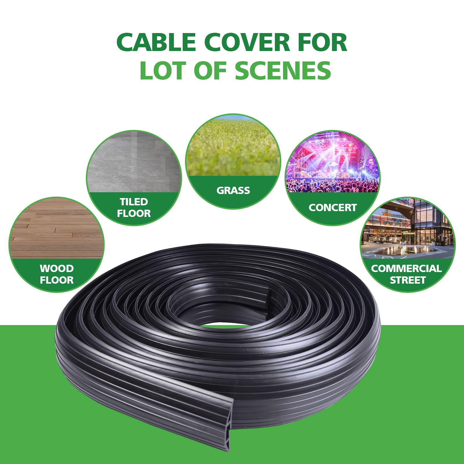 Vilmon Heavy Duty Floor Cable Cover PVC Wire Management Black 4ft