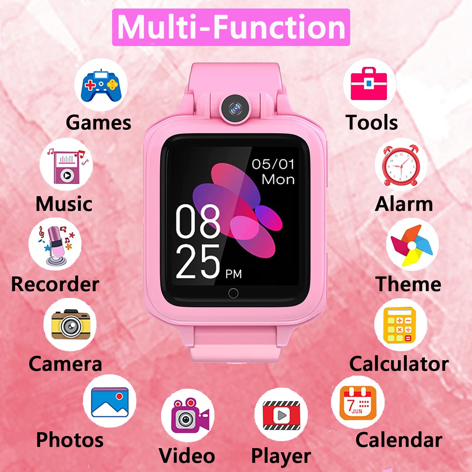 Kids Smart Watch For Girl Boy With 14 Puzzle Games Mp3 Music Video Player Toddler Watch Alarm Clock Camera Voice Video Recoder S