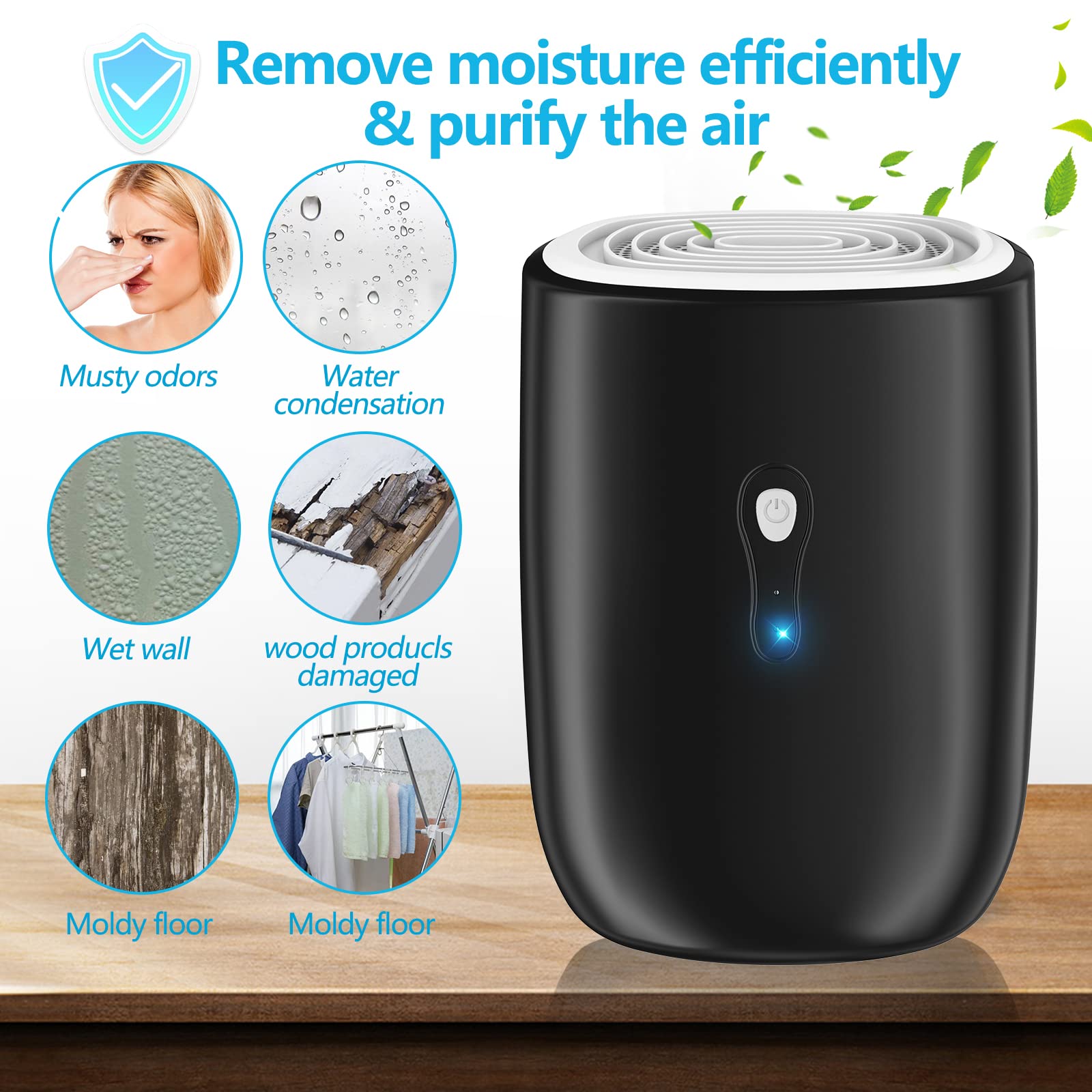 Dehumidifiers For Home,Posdry 27 Oz(800Ml) Small Auto Shut Off Dehumidifiers With Drain Hose,Portable Ultra Quiet Mini Dehumidif