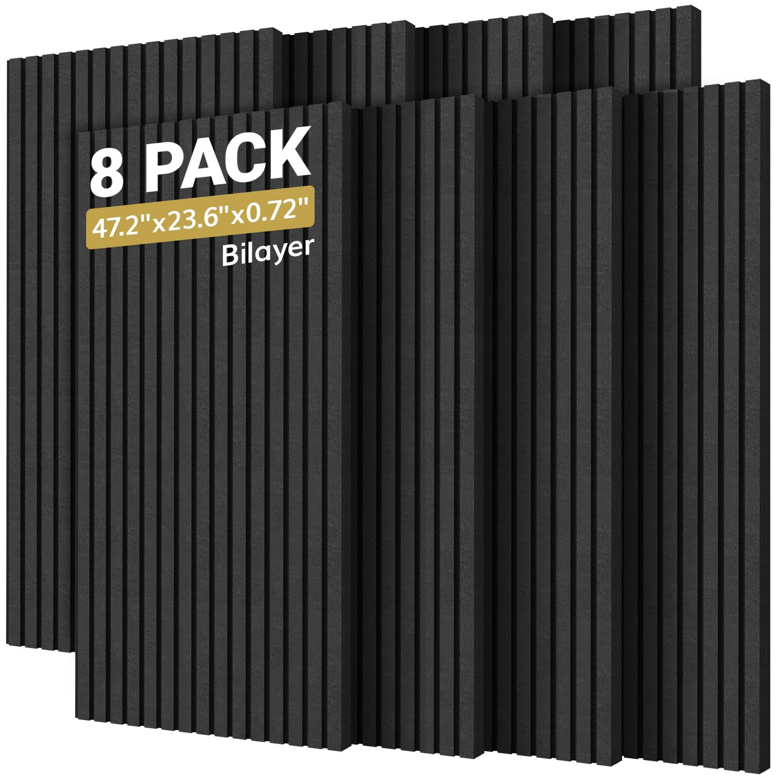 TONOR 8-Pack Bilayer Acoustic Panels Large Self-adhesive, 47.2 * 23.6 * 0.72    Adhesive Wall Panel, Large Soundproof Tiles 