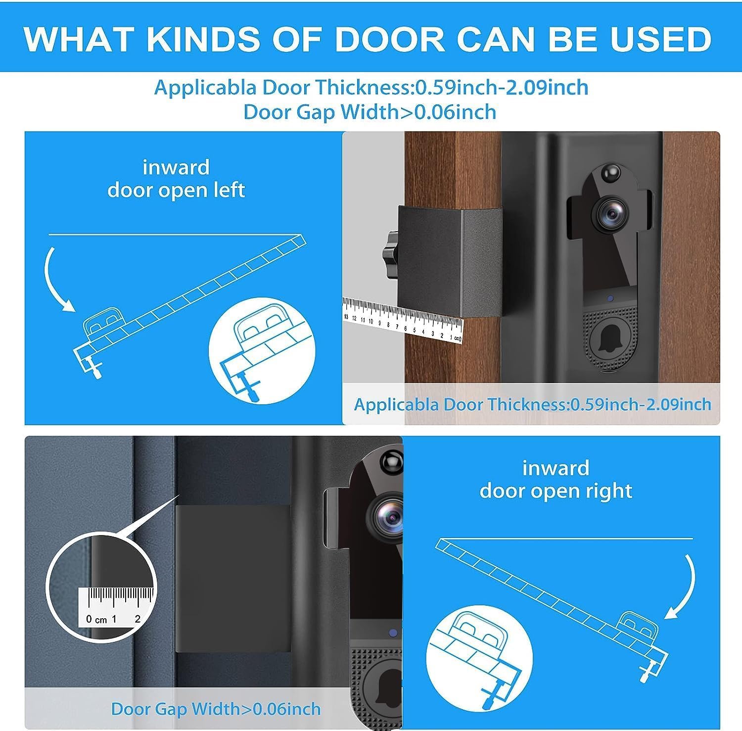 Doorbell Holder, No Drill Anti Theft Video Doorbell Mount Compatible With Eken/Aiwit/Paso/Tuck Doorbell, Adjustable Mounting Bra