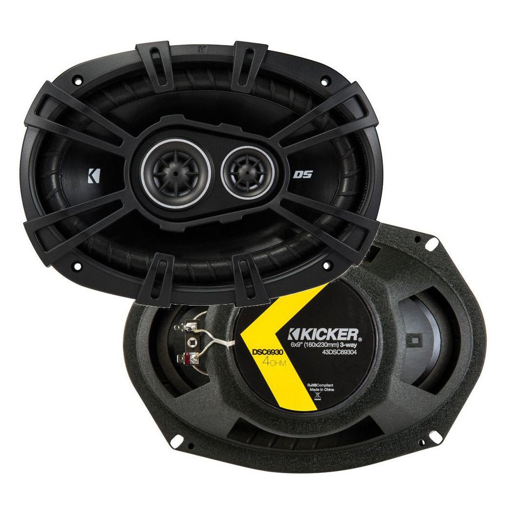 Kicker 43Dsc69304 D Series 6X9 Inch 360 Watt 3 Way Dual Speakers With 43Dsc6504 6.5 Inch 240 Watt 2 Way 4 Ohm Car Audio Coaxial