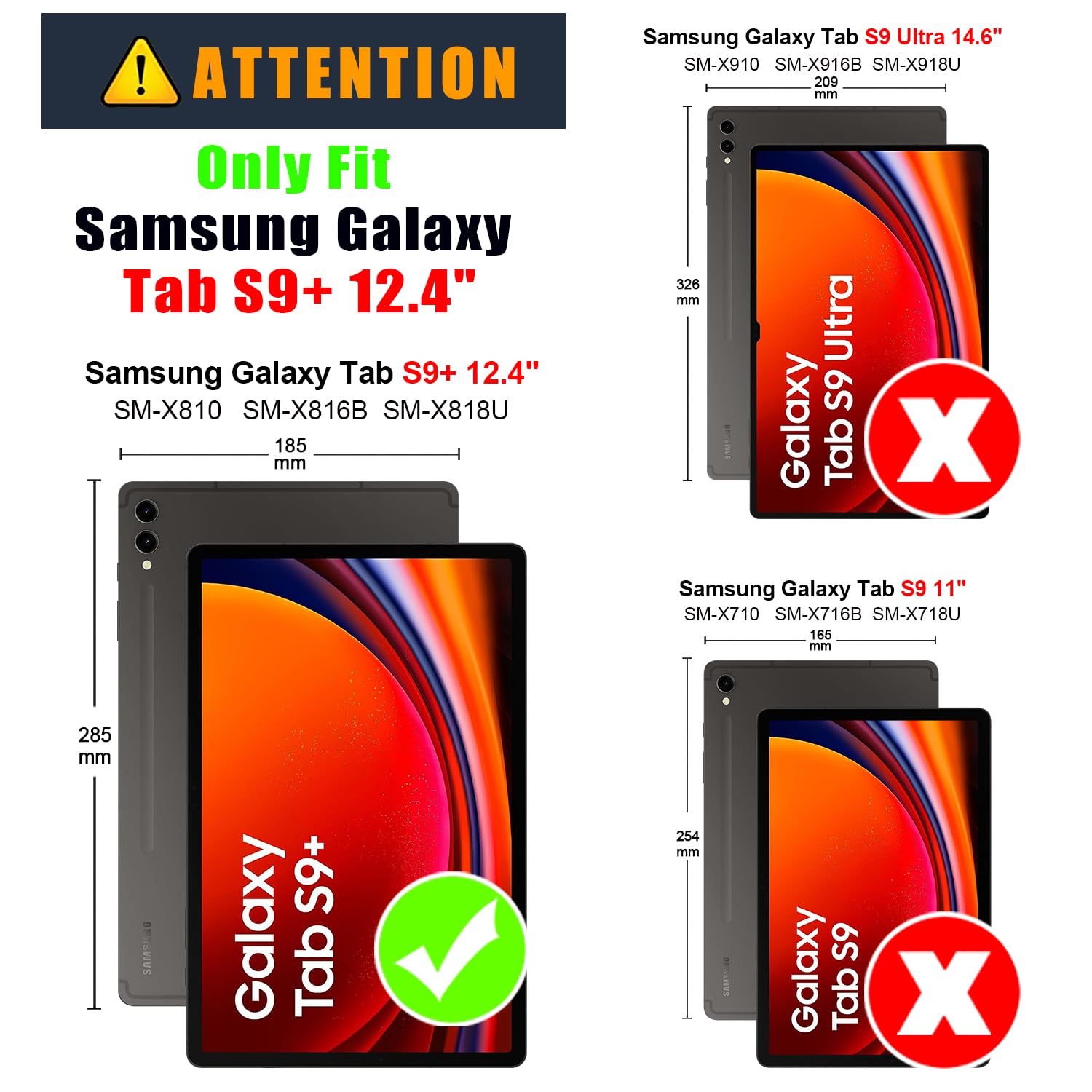 Xuanbeier For Samsung Galaxy Tab S9 Plus 12.4 Inch 2023 Case,Slim Stand Hard Back Shell Protective Smart Cover For Galaxy Tab S9