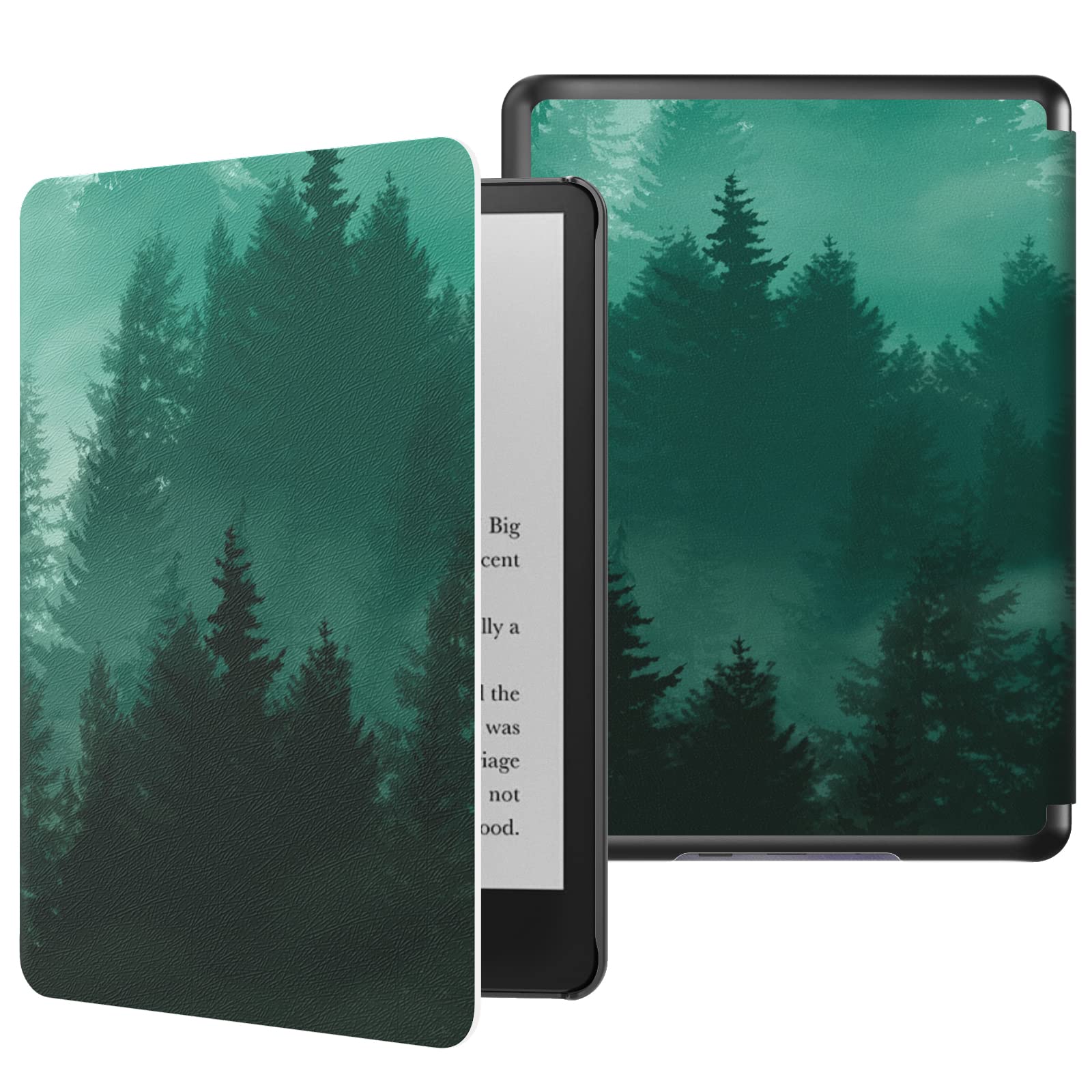 MoKo Case for 6.8' Kindle Paperwhite (11th Generation 2021) and Kindle Paperwhite Signature Edition, Light Shell Cover with Auto Wake/Sleep for Kindle Paperwhite 2021 E Reader, Green Forest
