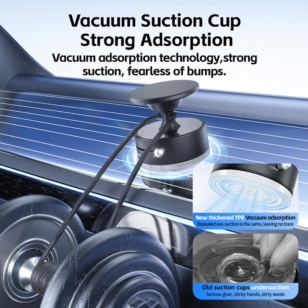 Mayten Vacuum Magnetic Phone Stand - 360Adjustable Car Phone Holder For Magsafe With Strong Suction & N54 Magnet, Portable Phone