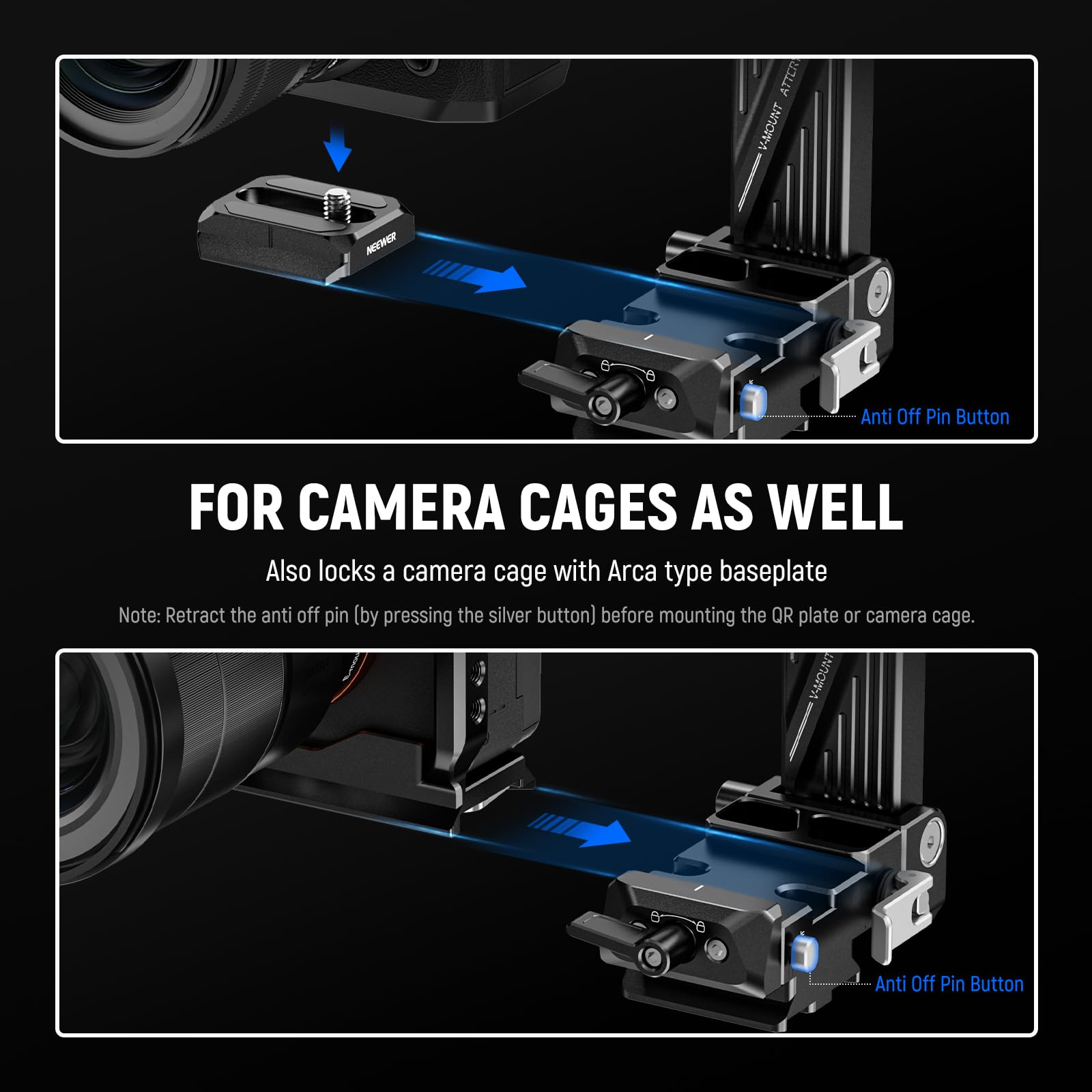 Neewer Foldable V Mount Battery Plate With Arca Type Baseplate For Pd Quick Release Plate Dji Rs3 Pro Gimbal & Tripod, Easy Dslr