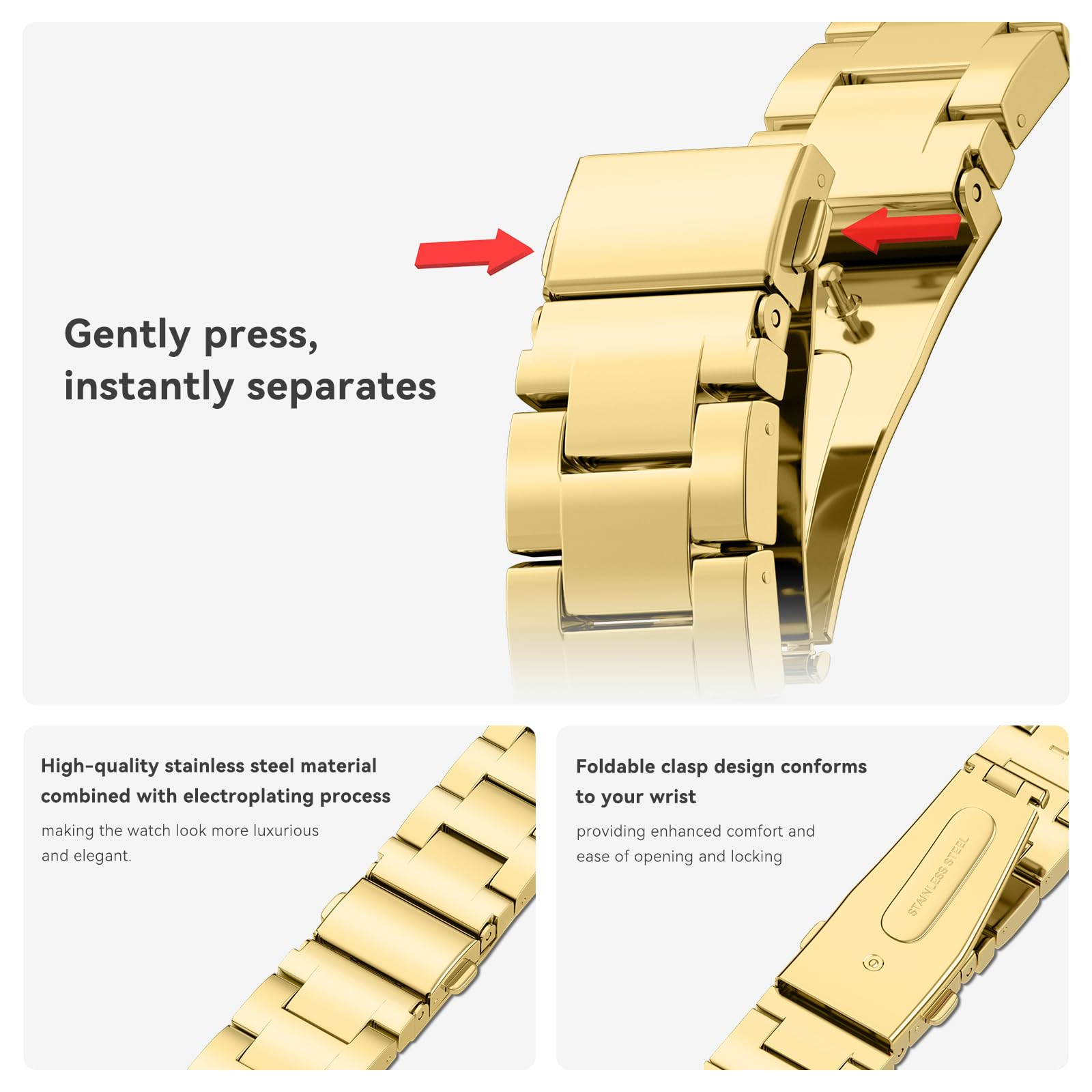 42/44/45 Mm Cool Woman Chain Metal Smartwatch Strap Compatible With Apple Watch Band Series 9/8/7/6/Se/5/4 Adjustable Replacemen