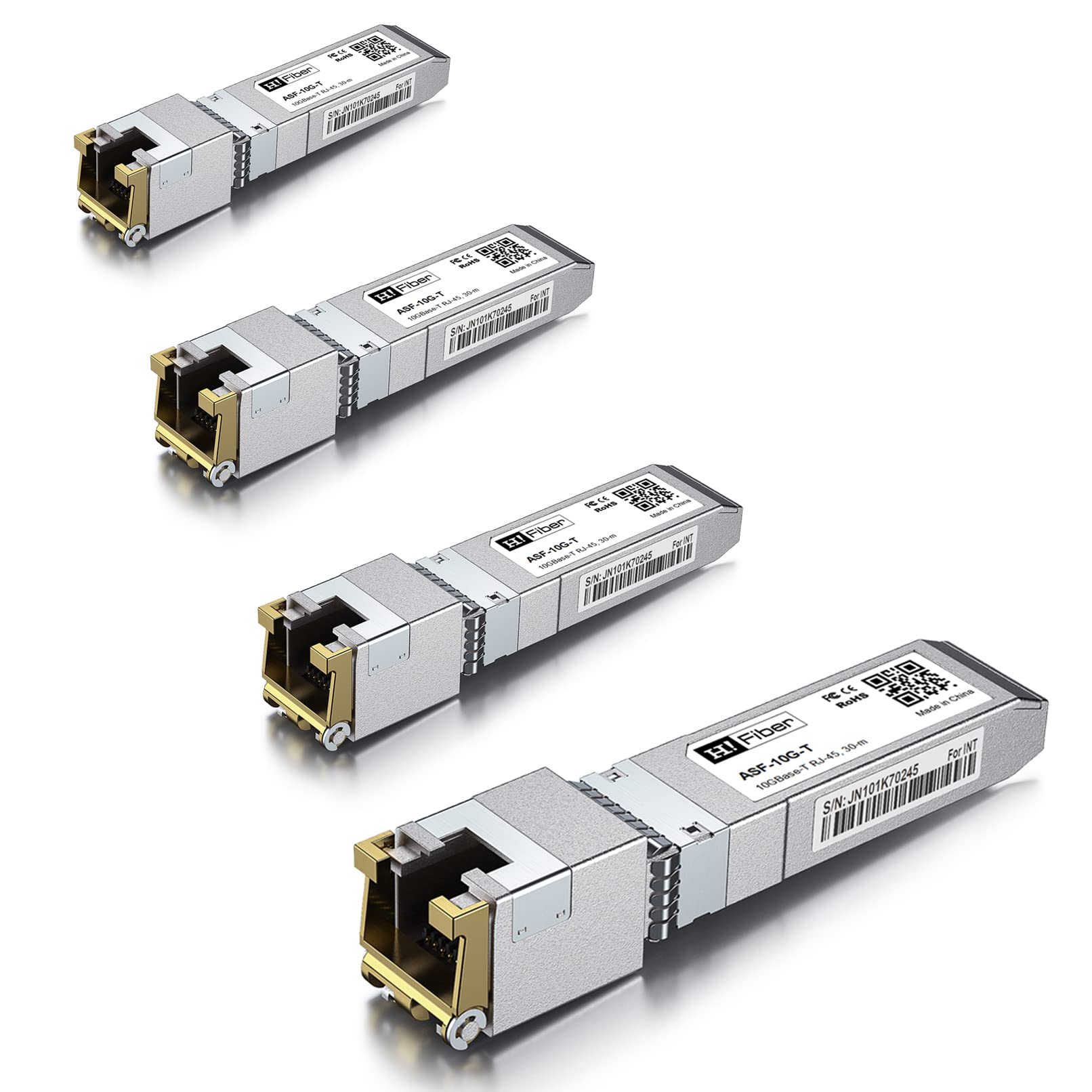 4 Pack 10Gb Sfp+ To Rj45 Module, 80 Meter, 10Gbase T Ethernet Sfp+ Copper Transceiver For Cisco, Meraki, Mikrotik, Ubiquiti, Uni