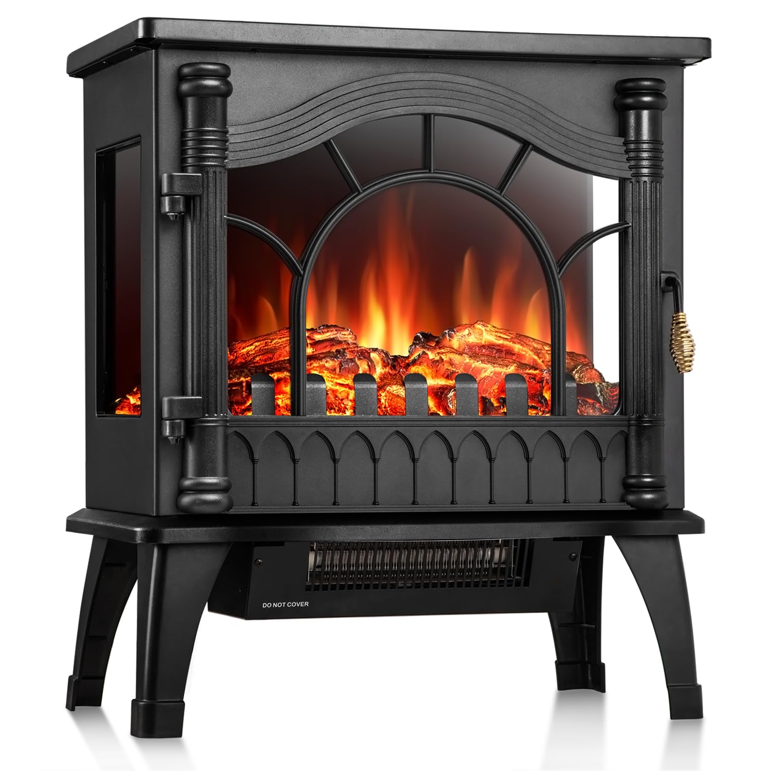R.W.Flame Electric Fireplace Heater, 20'' Freestanding Fireplace Infrared Stove 1000W/1500W, 3D Realistic Flame Effects, Adjusta