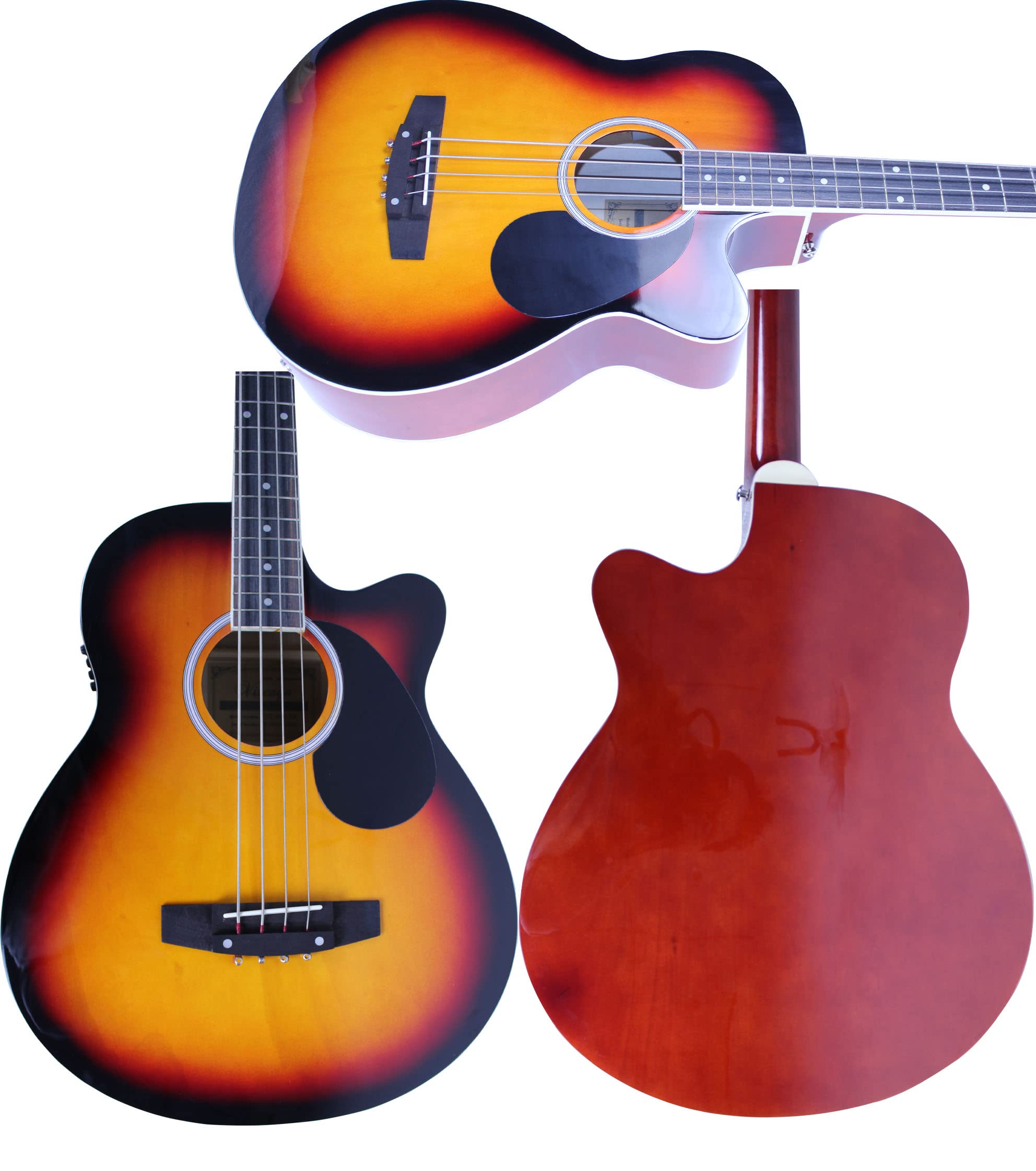 Ymc 4 Strings Cutaway Acoustic Electric Bass Guitar With 4 Band Equalizer, Adjustable Truss Rod,Gig Bag,Strap,Picks  (Sunburst)