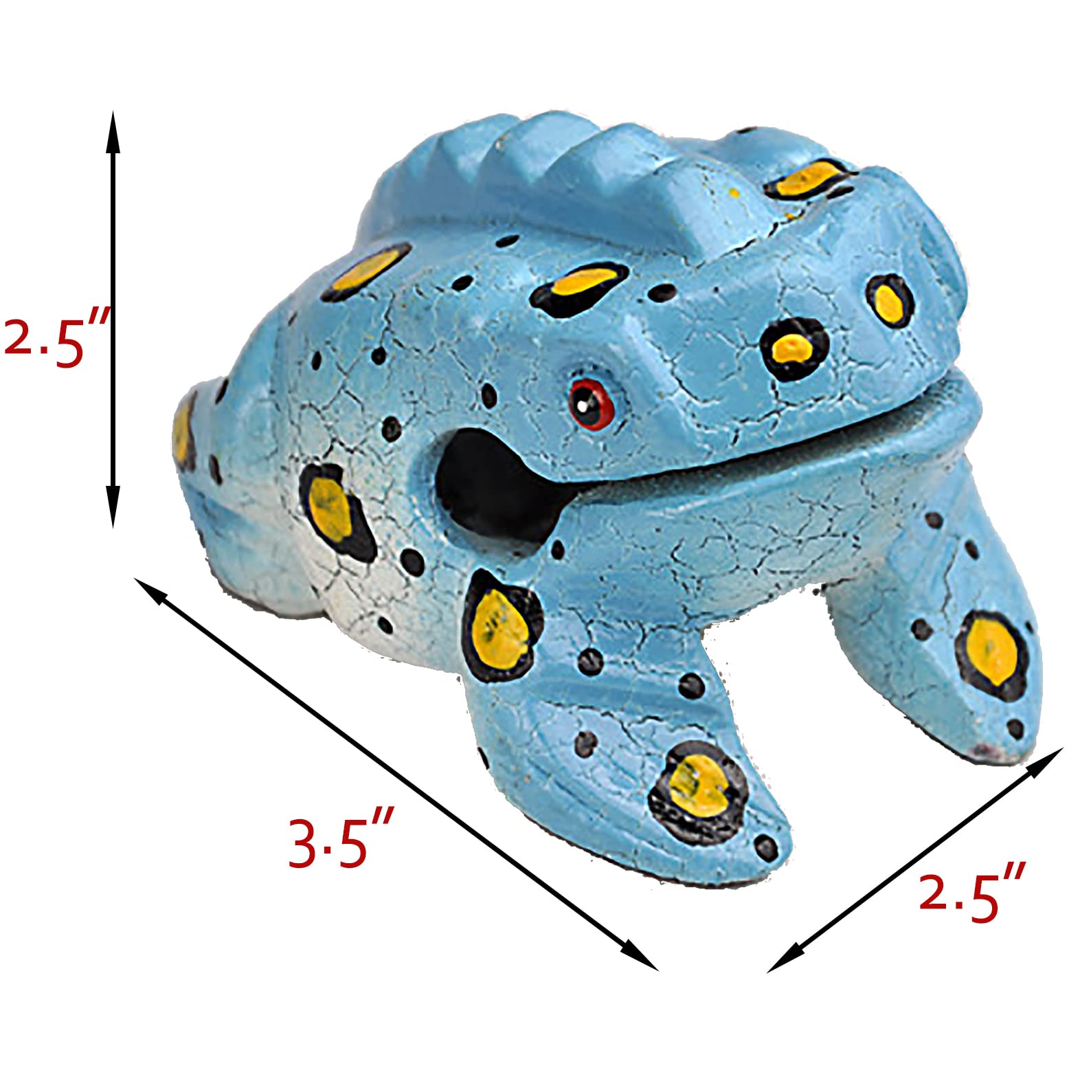 3.5'' Wooden Frog Guiro Rasp Instrument   Percussion Musical Tone Block Craft (Blue)