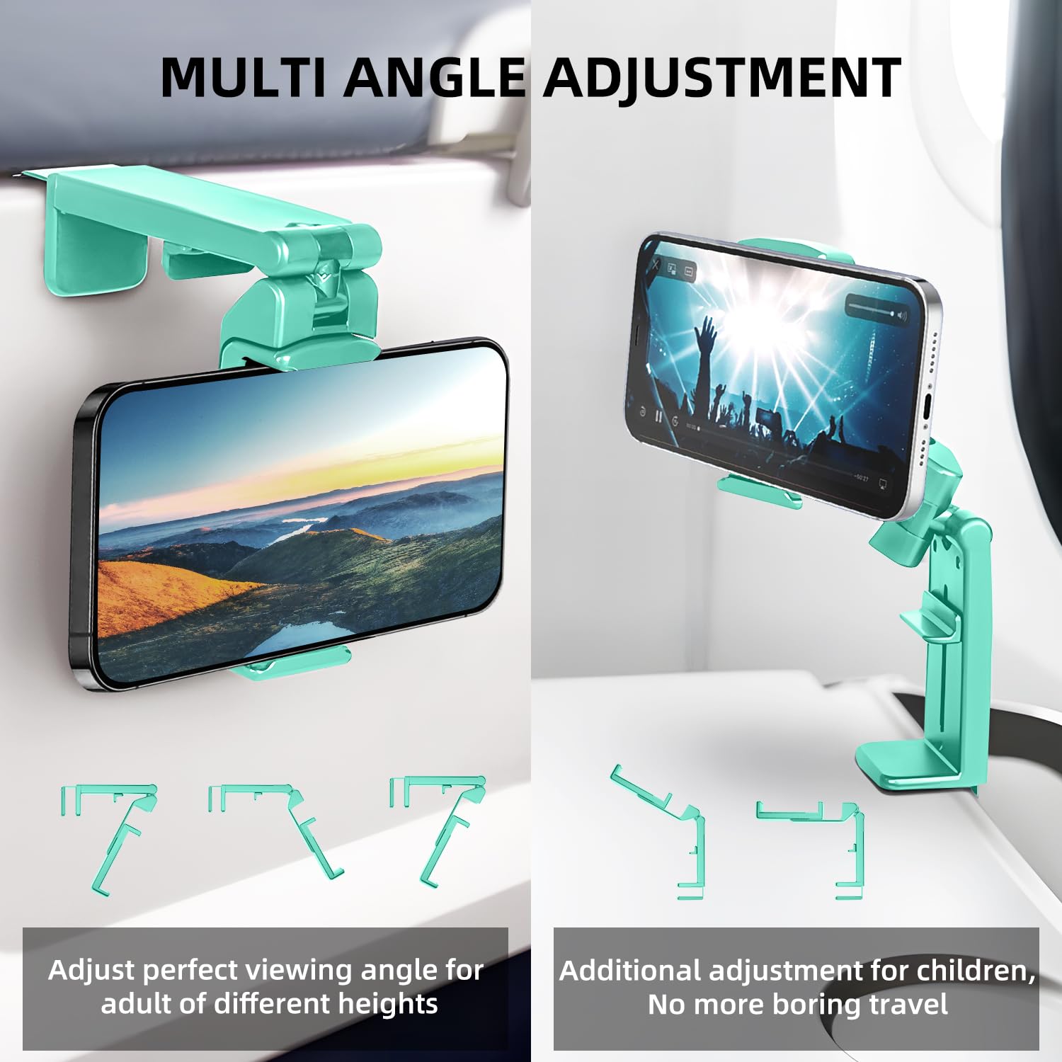 Airplane Phone Holder,Portable Universal Phone Mount With Multi-Directional Rotation,Hands Free Travel Accessory For Airplane Se
