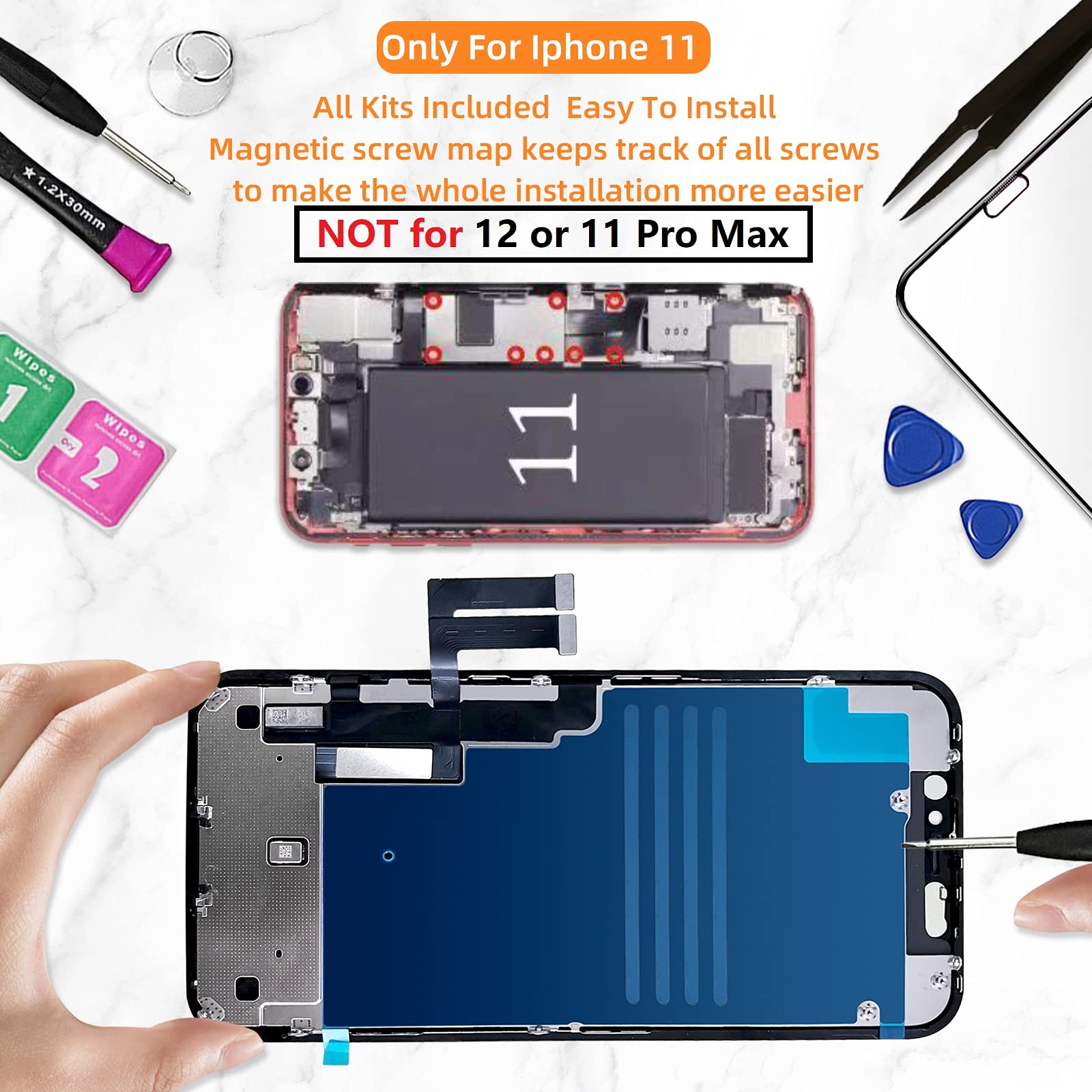 Bsz4Uov For Iphone 11 Screen Replacement 6.1 3D Touch Screen Lcd Display Digitizer For A2111, A2223, A2221 Cell Phone Repair Kit