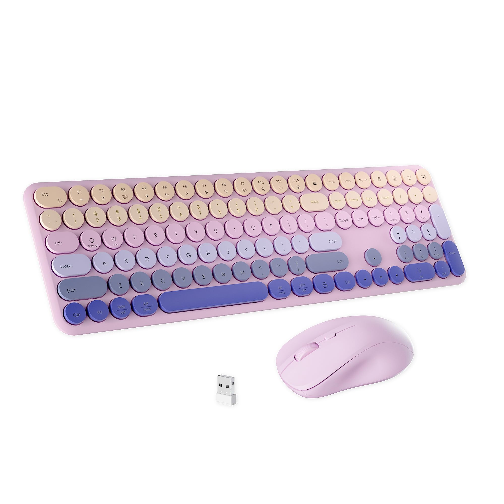 FCPLU Retro Wireless Keyboard and Mouse Combo Blush Pink