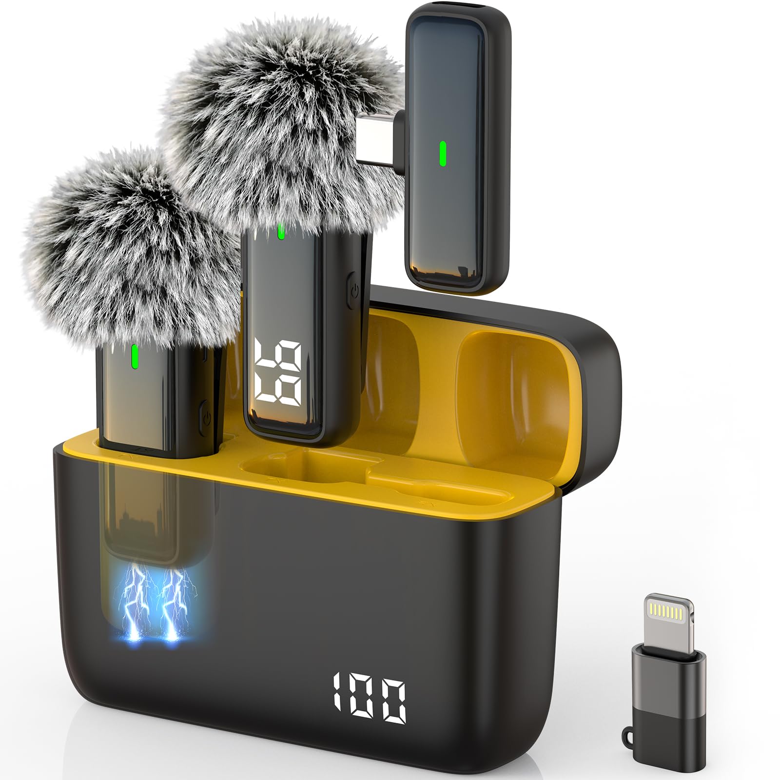 NPTCL Wireless Microphone for iPhone Android Lav Mic USB C Lavalier Microphone Type C Lapel Mic for iPhone 15/16 iPad Video Reco