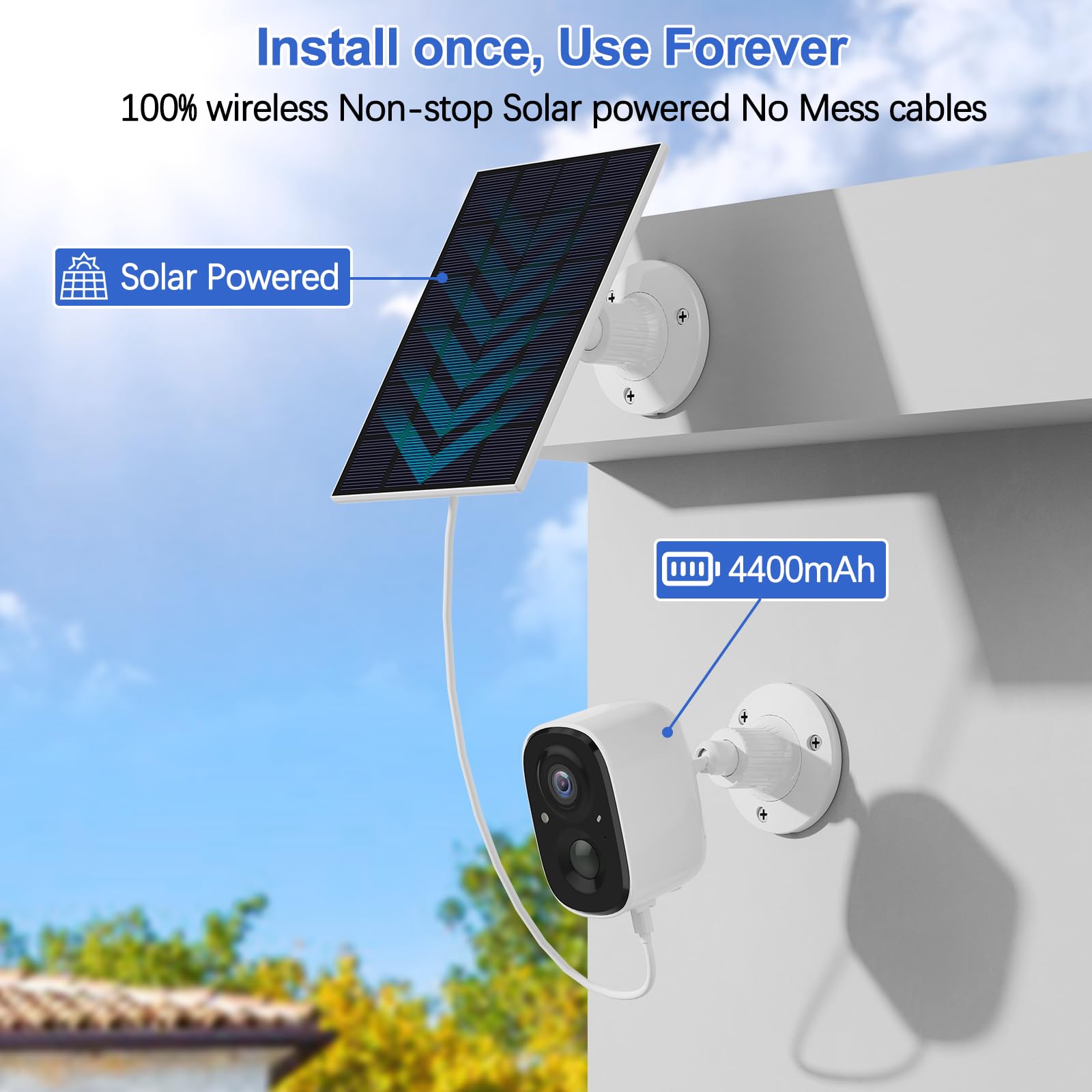 2K Solar Outdoor Camera For Home Security (2Pcs) Cmaii 2.4G Wifi Security Cameras 2K Hd Wireless Solar Cameras With Battery Powe