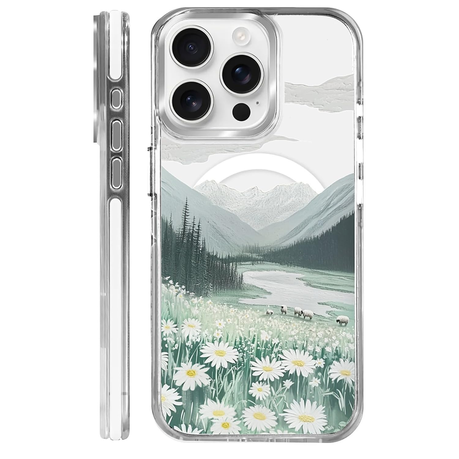 casesok for iPhone 15 Pro Case Compatible with Magsafe,Clear Aesthetic Design Cute for Girls Women,Anti-Drop Protective Hard Pho