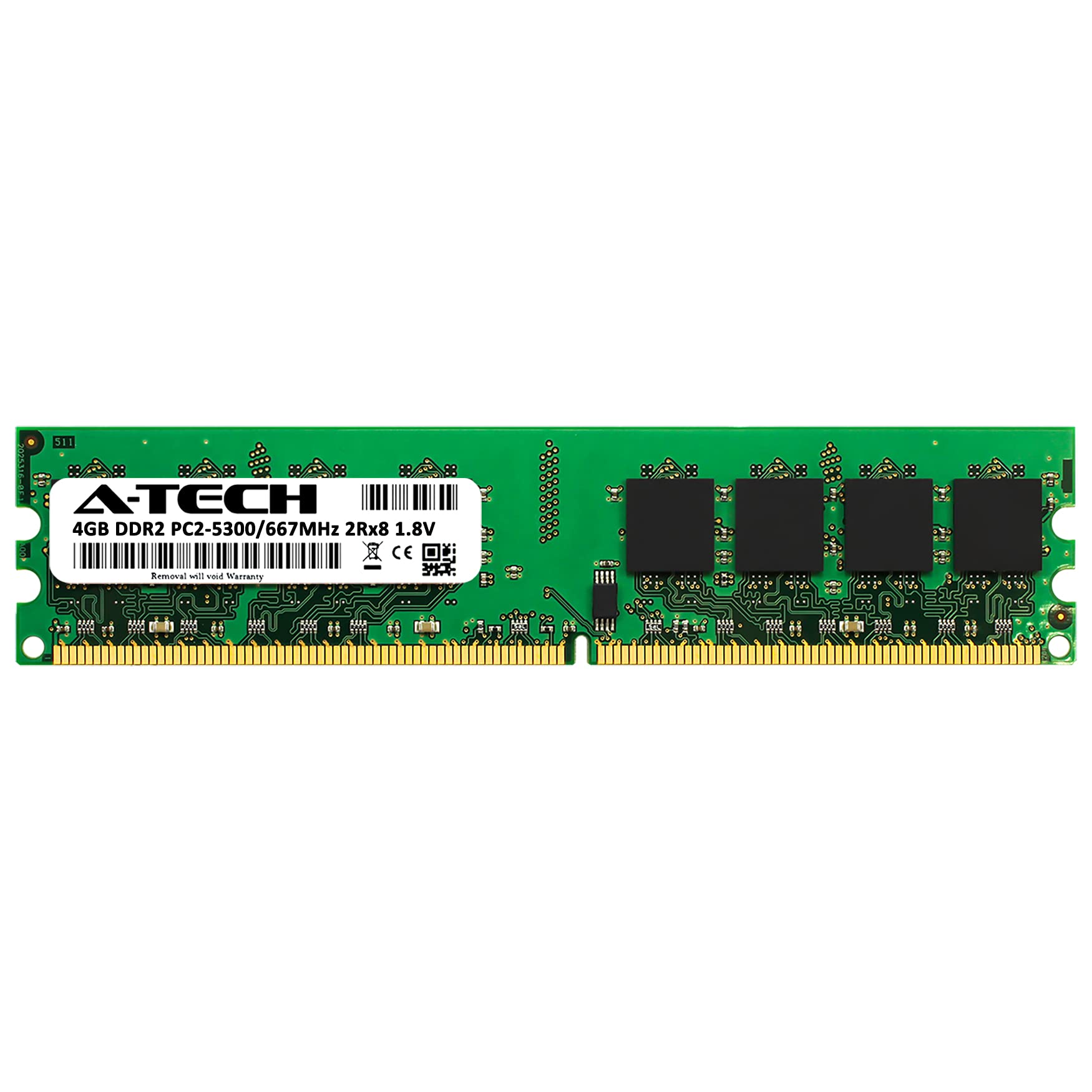A Tech 4Gb Ddr2 667Mhz Udimm Pc2 5300 Cl5 2Rx8 1.8V Dimm Non Ecc Unbuffered Desktop Ram Memory Module