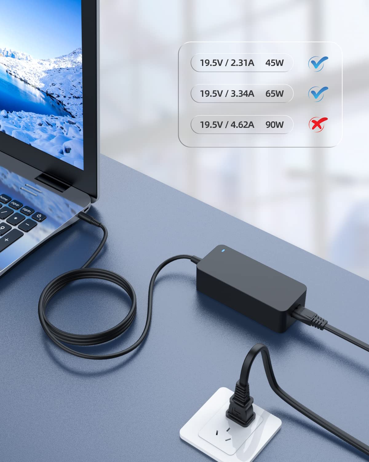 65W Ac Adapter Fit For Dell Latitude 13 3000 3301 3310 3310 2 In 1 P114G P114G001 P118G001 P95G002 Laptop Charger Power Supply Cord