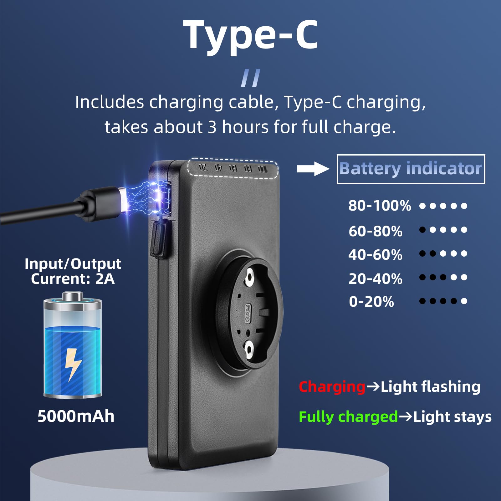 Rockbros Bike Mount Compatible With Garmin, Gopro Cycling Computer, 10000Mah/ 5000Mah Type C Recharge Bike Light