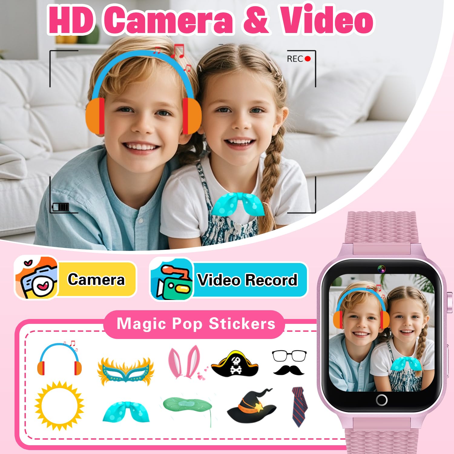 Kids Smart Watch For Girls Age 5-12, Kids Watch With 26 Games, Camera Music Player Pedometer Habit Tracking Hd Touchscreen Flash