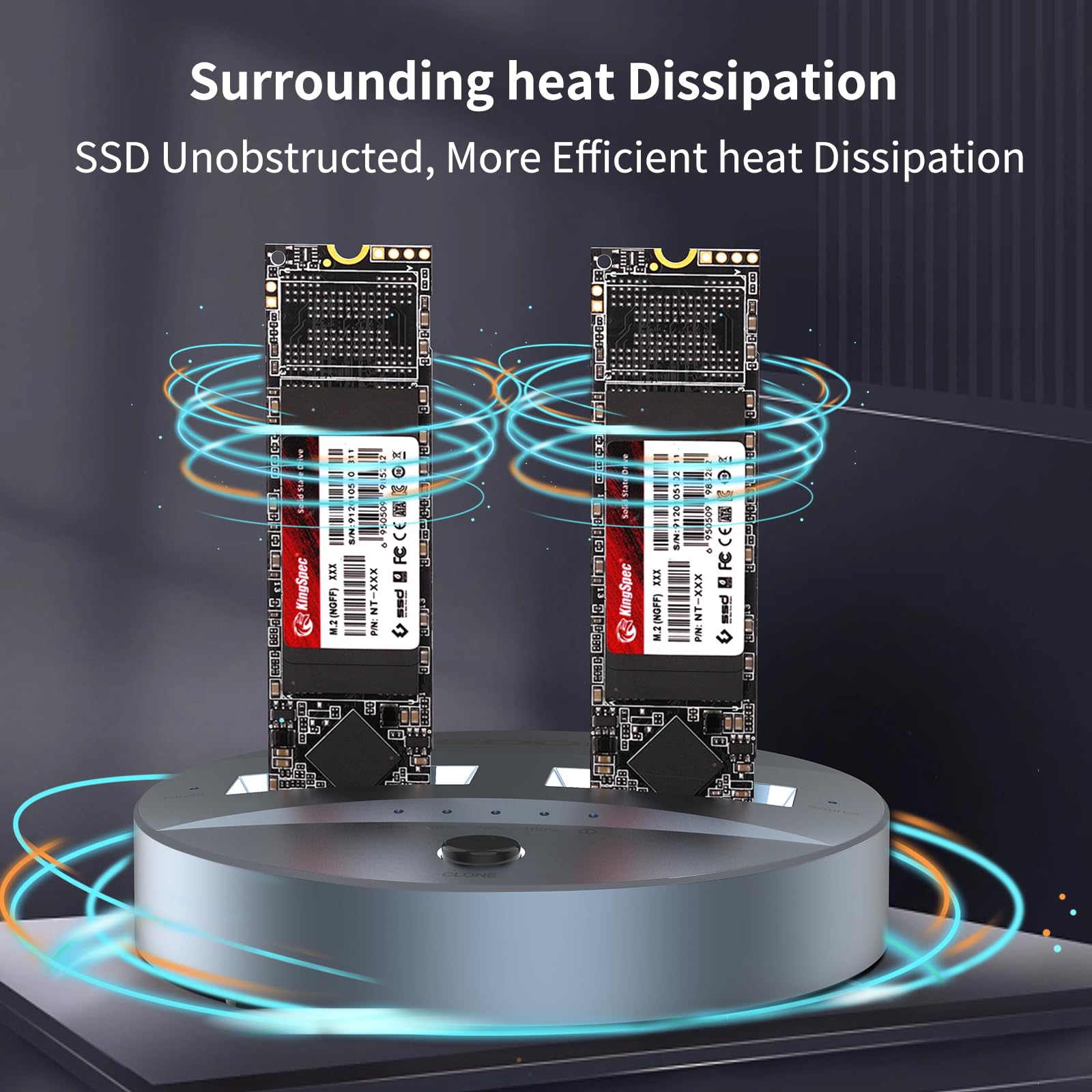 Godo Nvme/Sata M.2 Duplicator Dual Bay Offline Clone Usb C To Nvme/Sata Docking Station For M2 Ssd M Key And B+M Key Hard Drives