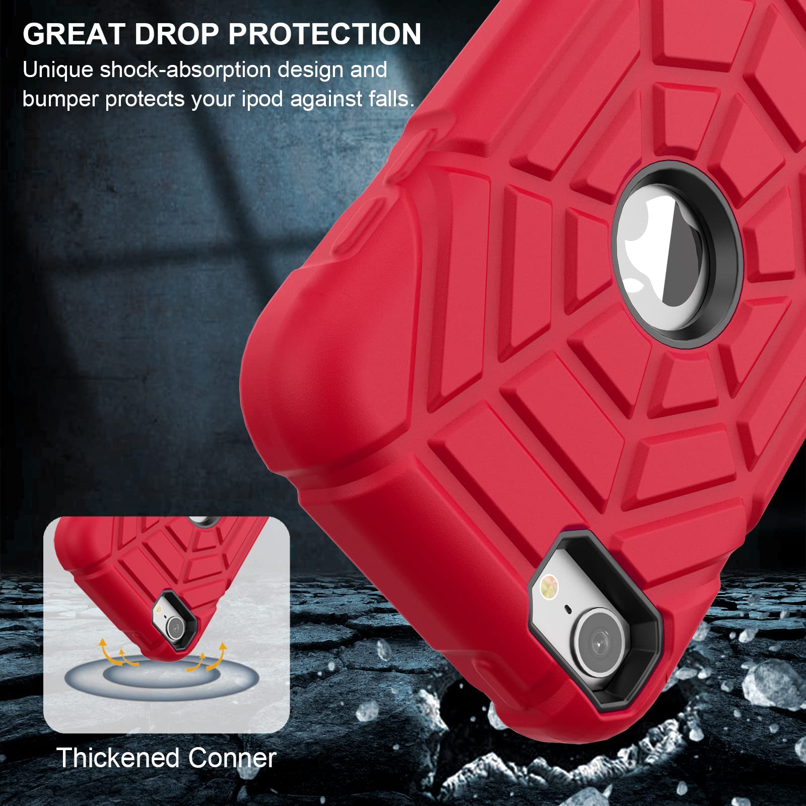 Grifobes For Ipod Touch 7Th Generation Case, Ipod Touch 6Th / 5Th Generation Case, 3 In 1 Heavy Duty Shockproof Rugged Protectiv