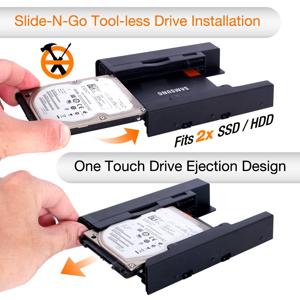 Icy Dock Tool Less 2X 2.5 Inch To 3.5 Inch Dual Internal Hard Disk Ssd Drive Metal Ssd Mounting Bracket (Ez Fit Pro Mb082Sp)
