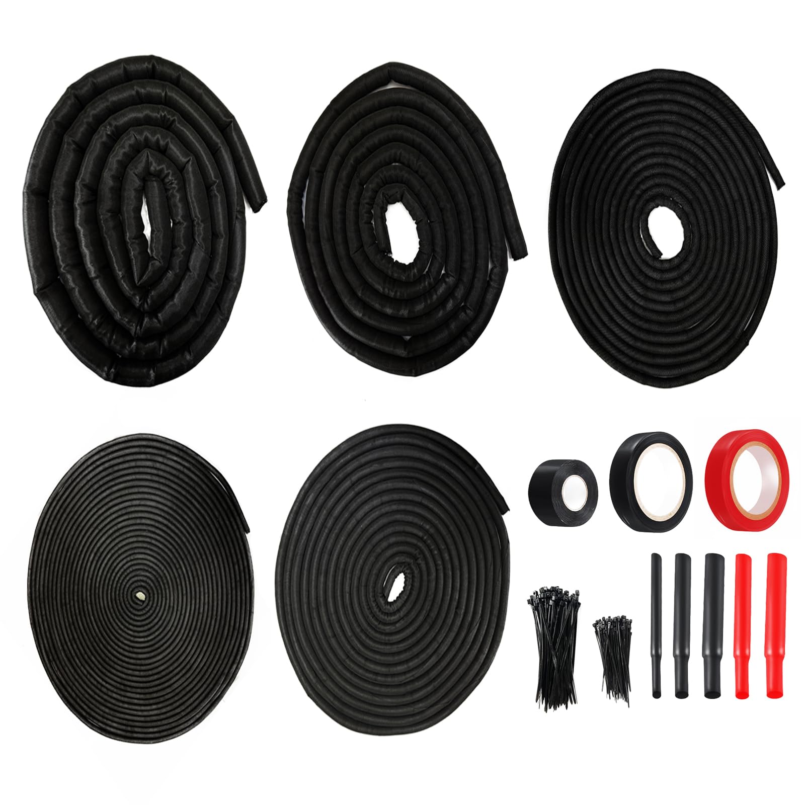 Split Wire Loom Kit for Cable Management, High Temperature Resistant Split Loom Tubing for Auto Wiring Protection, Pet & Rodent 