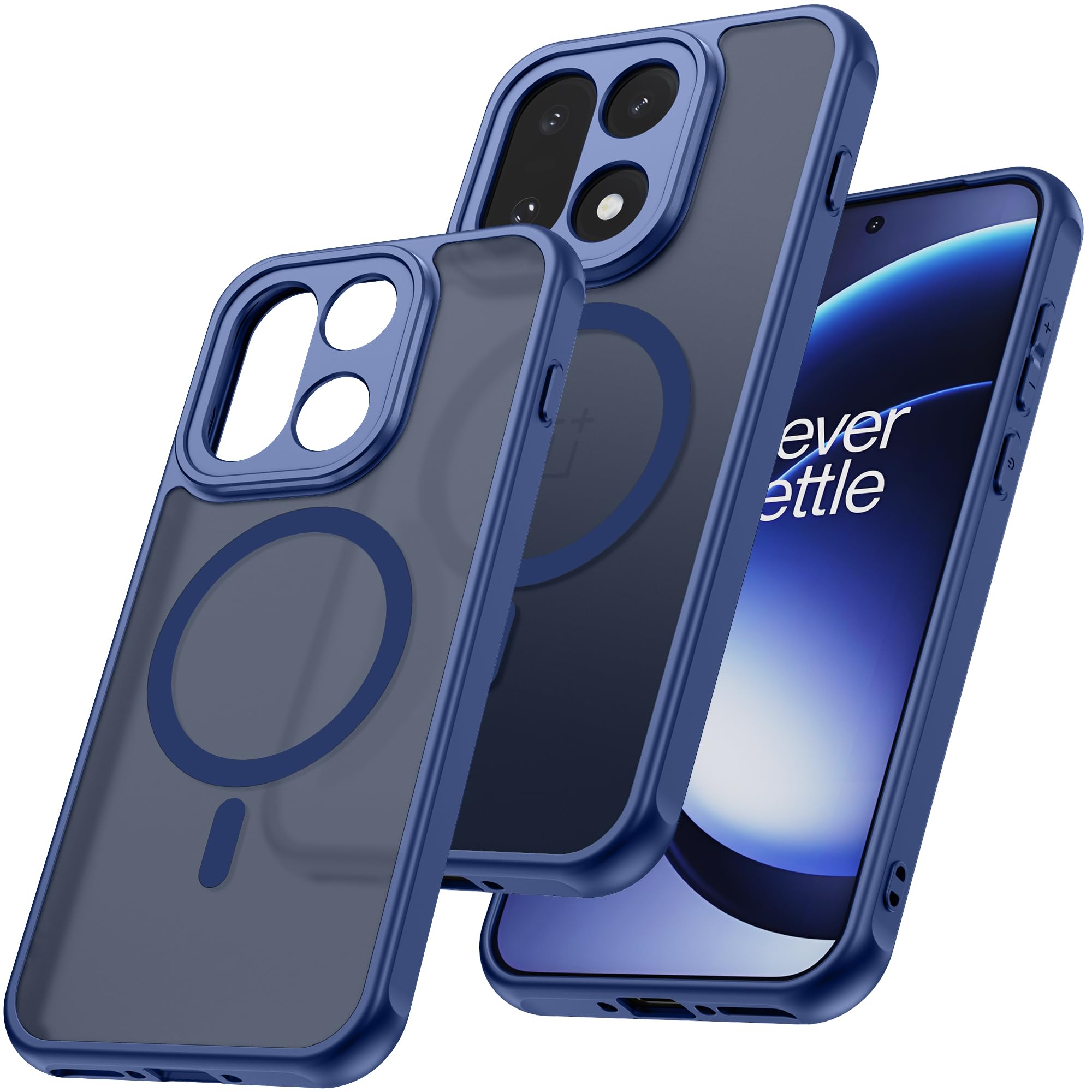 MAKAVO Magnetic for OnePlus 15 Case [Compatible with MagSafe] Translucent Matte Shockproof Phone Case with Camera Cover, One Plu