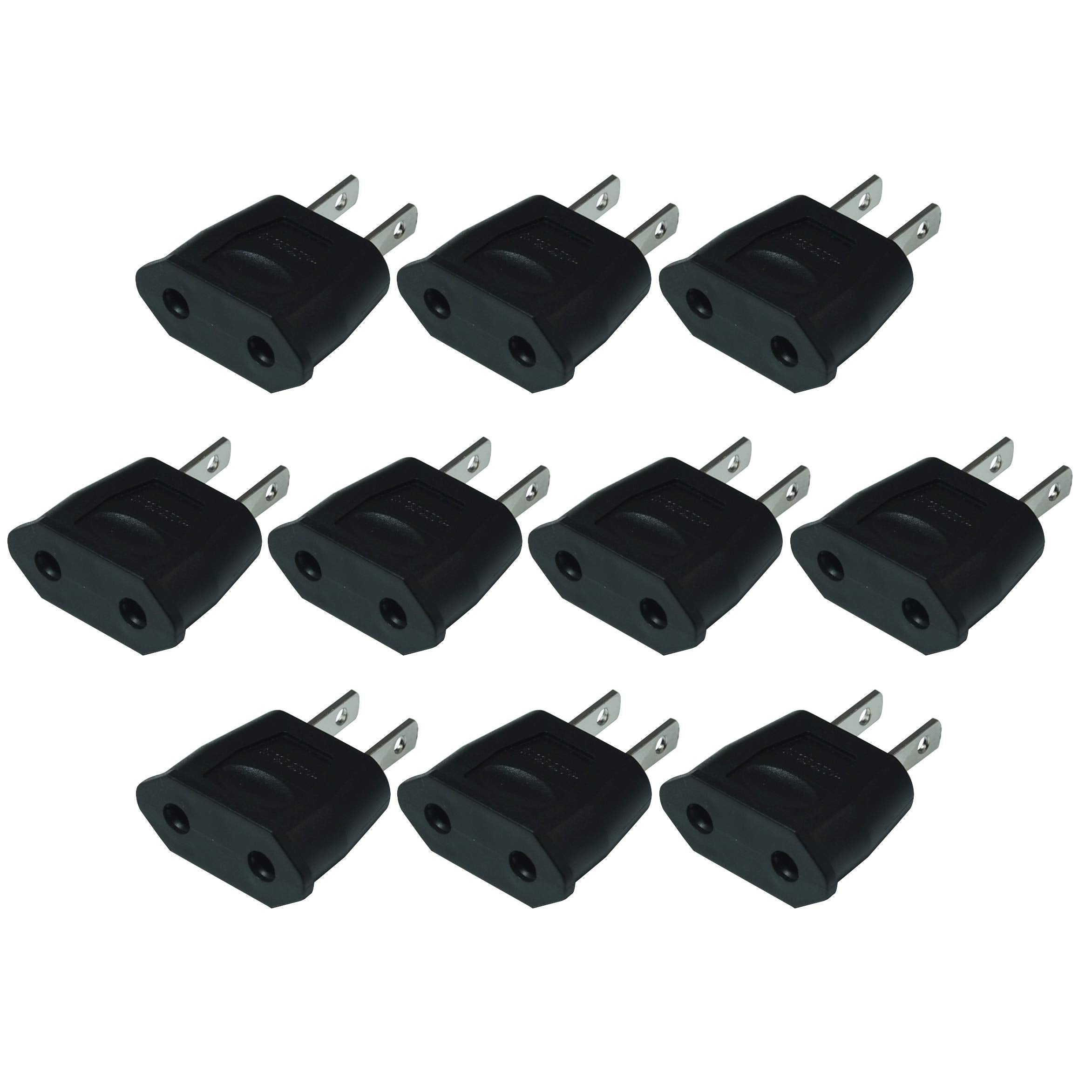 Eu Euro Europe To Us Usa Power Jack Wall Plug Converter Travel Adapter Adaptor (10 Pcs)