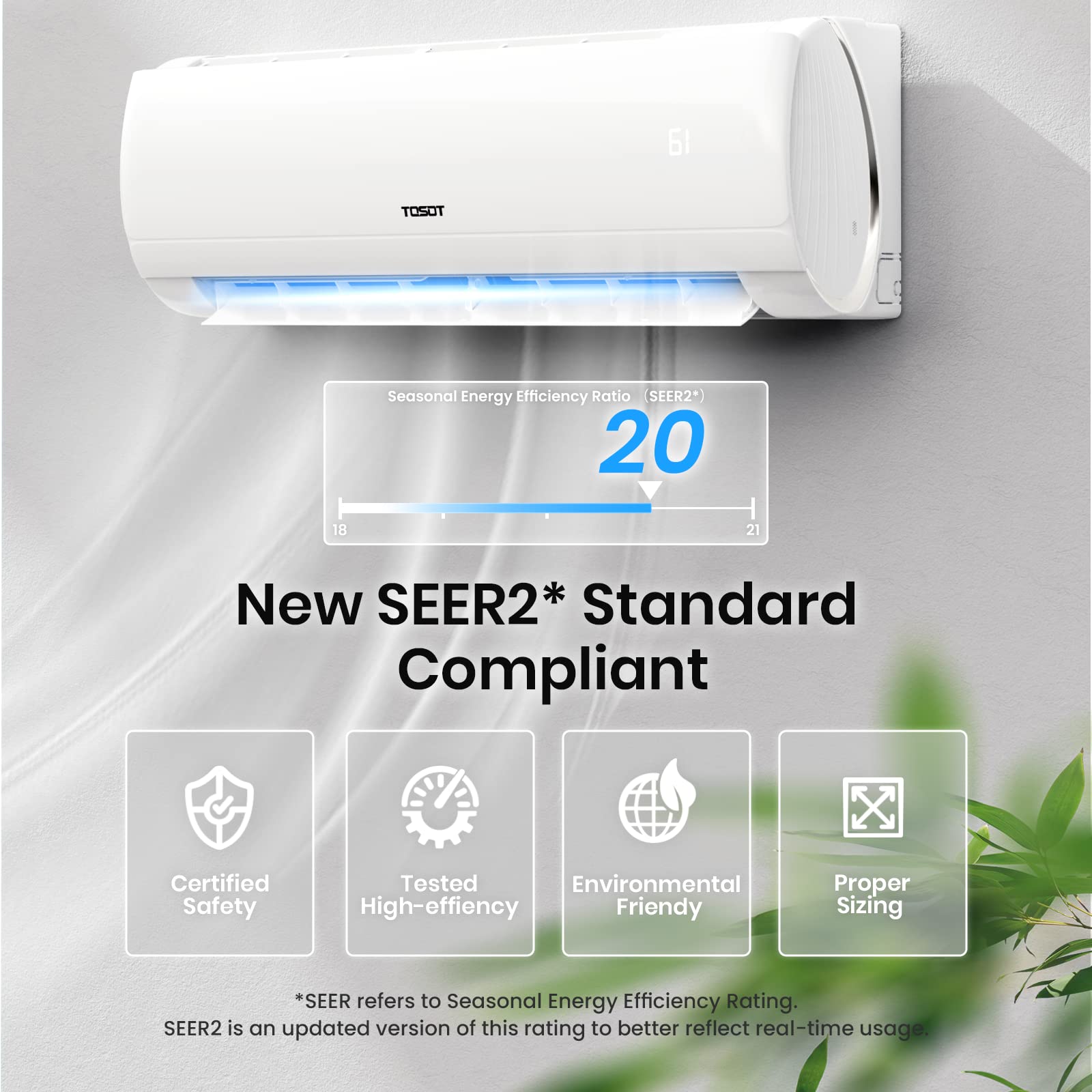 Tosot 18,000 Btu Mini Split Air Conditioner, Wifi Enabled Ductless Inverter Split System Ac Unit Heating System, Compatible With