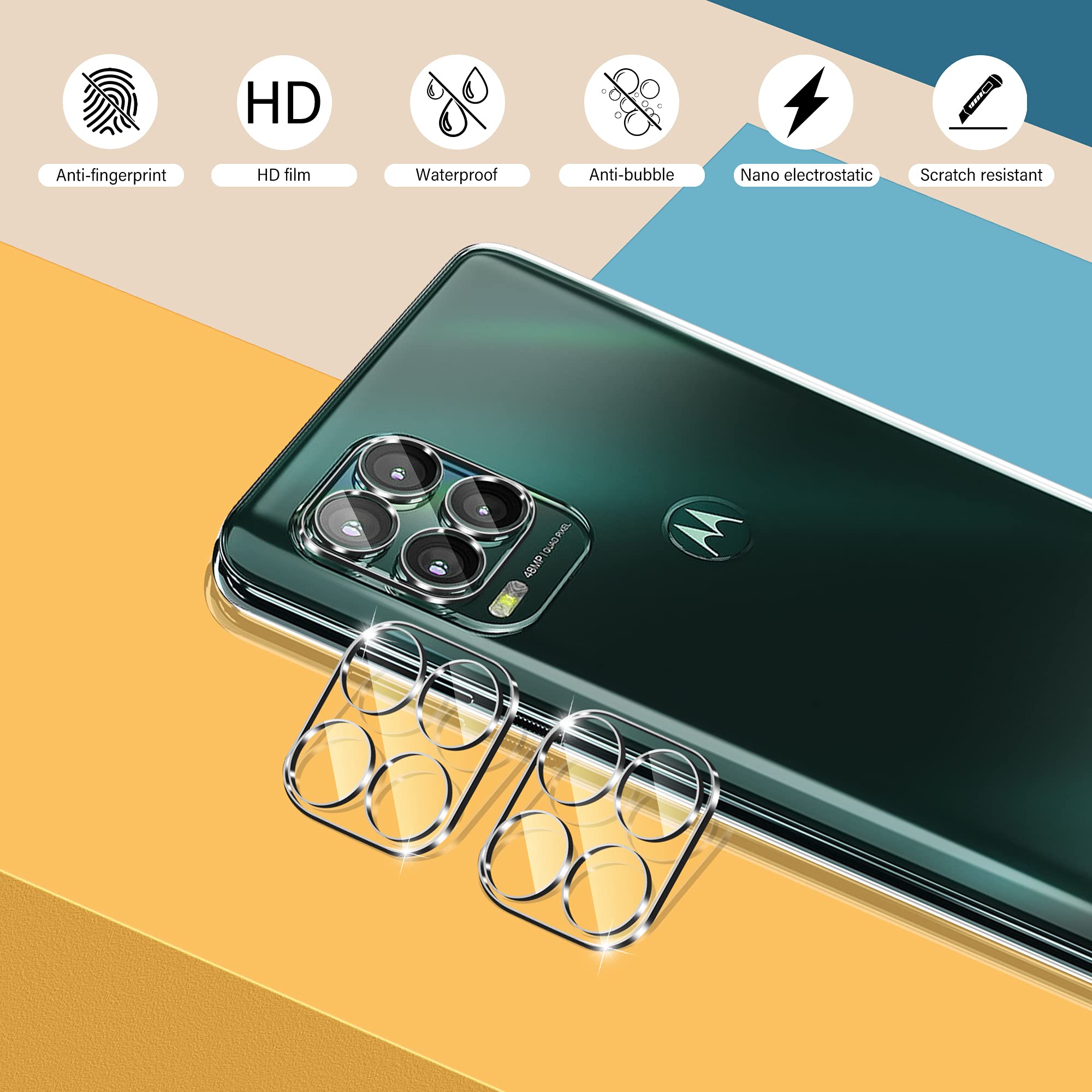 Uniqueme [ 2+2 Pack Screen Protector Compatible With Motorola Moto G Stylus 5G 2021 Tempered Glass Screen Protector + Camera Len