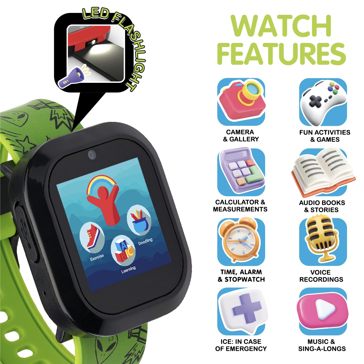 Playzoom Kids Smartwatch With Bluetooth Speaker Set - Fun And Educational Smart Watch For Boys And Girls, Perfect Travel Toy And