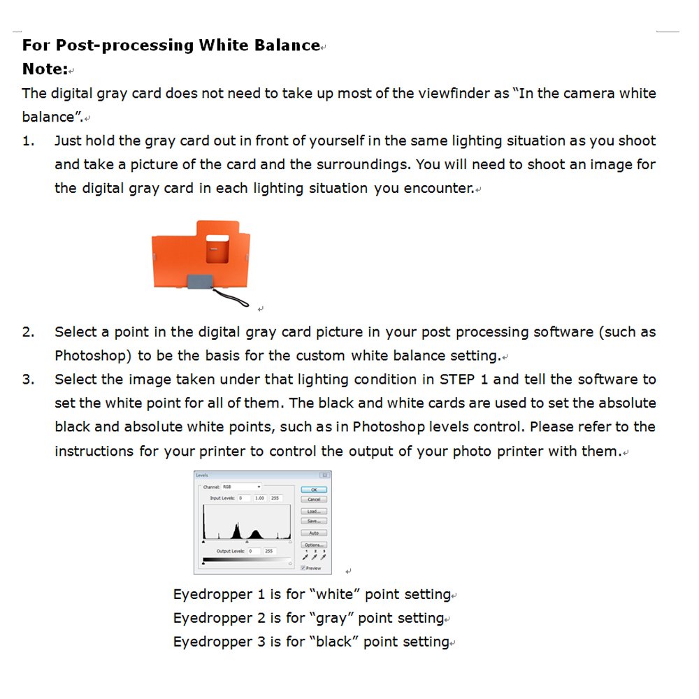 Jjc 4'' X 5.2'' Pvc White Balance Card Set For Achieving Perfect Color Balance In Your Photos   Including An 18% Neutral Grey Ca