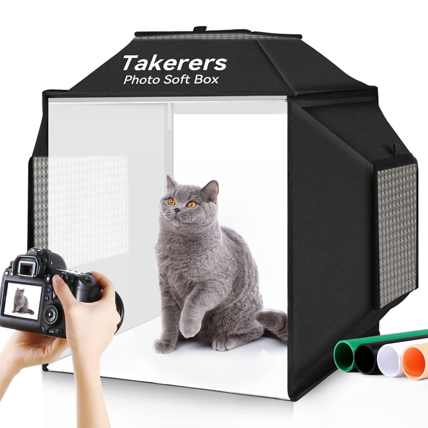 Takerers 16''X16'' Photo Studio Light Box Photography, 480 Led Product Lightbox With 3 5500K Stepless Dimming Light Panels, Prof