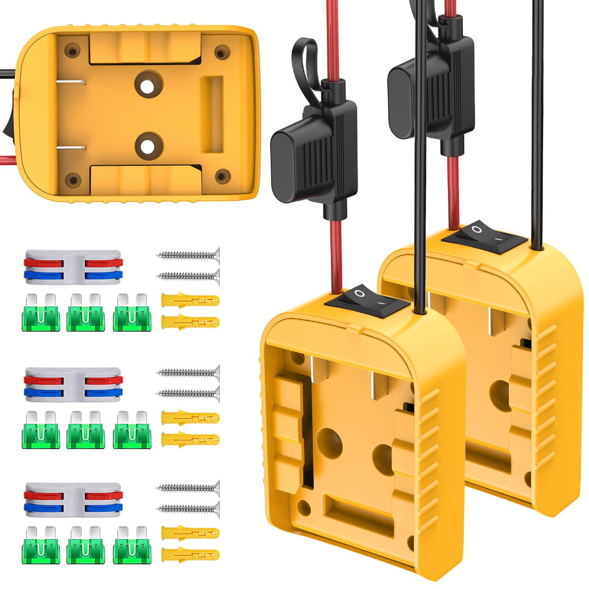 3 Packs Power Wheel Adapter Compatible With Dewalt 20V Battery, Converter Kit With Switch & Fuse & Wire Terminals & 12 Awg Wire