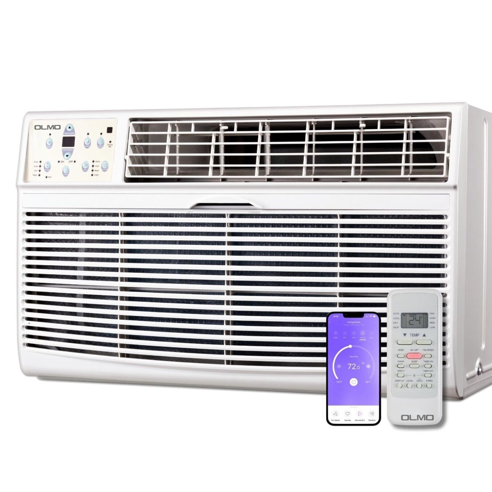 OLMO 14,000 BTU 230V Through-the-Wall Air Conditioner & Heater - Heating & Cooling - Built-In Wireless Smart Kit & Remote Includ