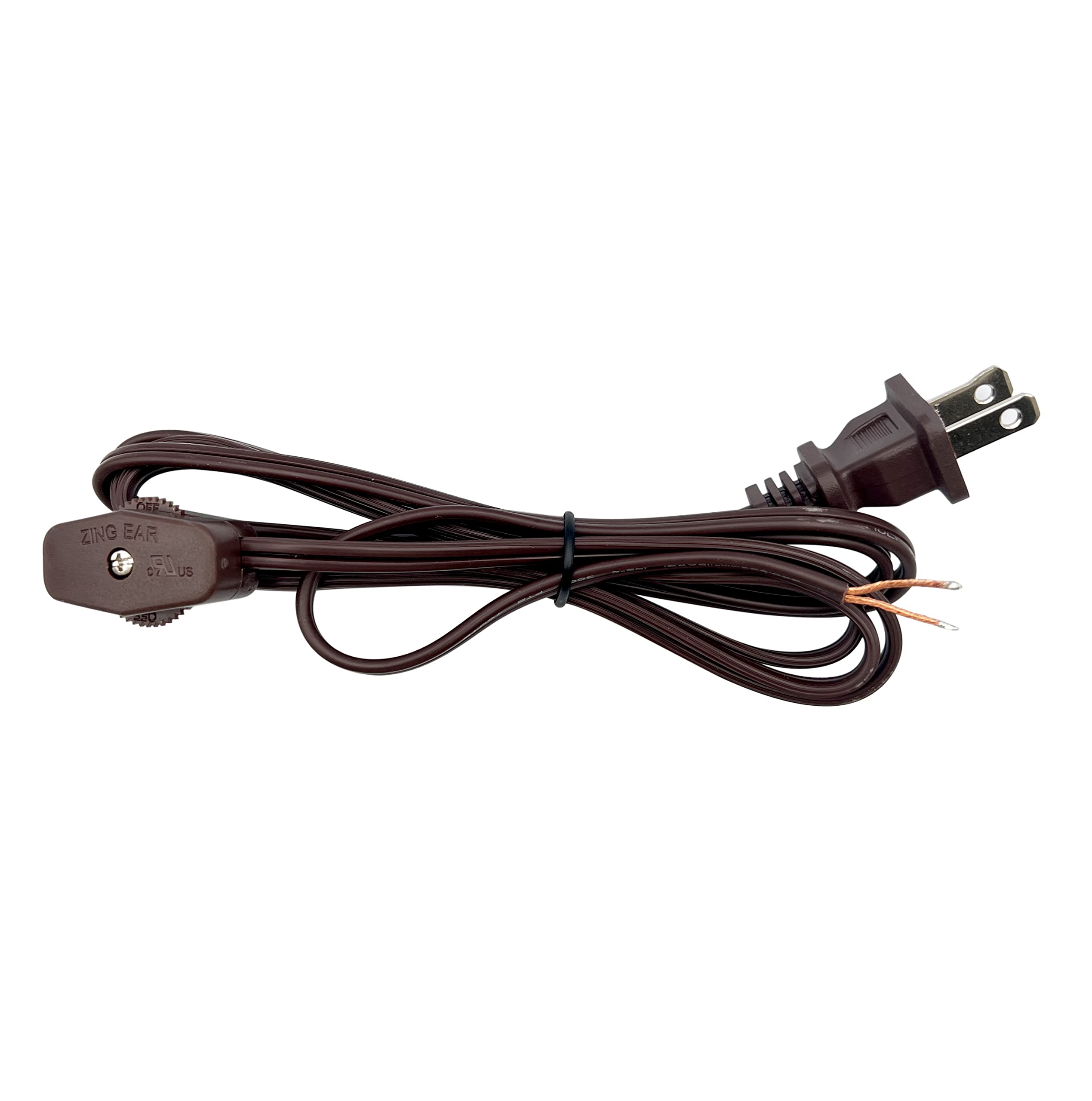National Artcraft 6' Brown Replacement Lamp Cord With Rotary On/Off Switch & 3/4'' Stripped Ends   (1/Pkg)