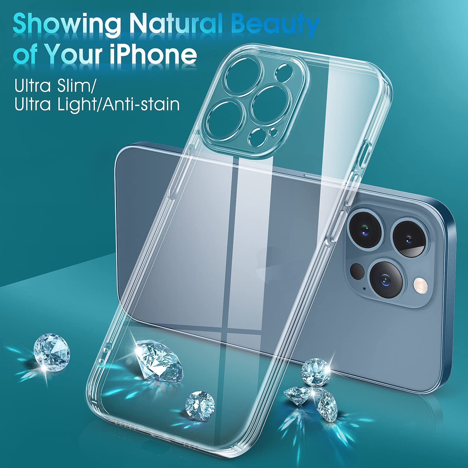 Supdeal Crystal Clear iPhone 12 Pro Max Phone Case Shockproof Camera Protection Soft Silicone Transparent