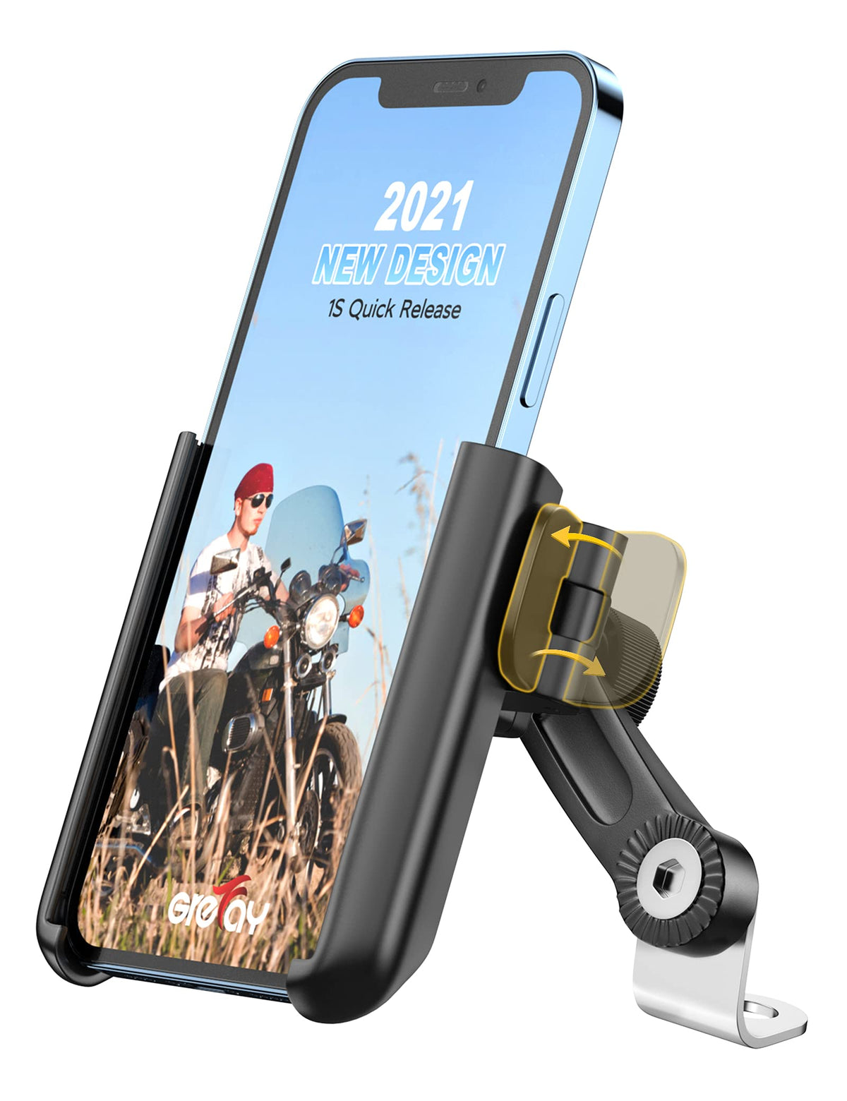Grefay Motorcycle Phone Mount, 1S Quick Release Anti Shake Motorbike Phone Holder For 3.5 7.0 Inch Smartphone For Motorcycle Mir