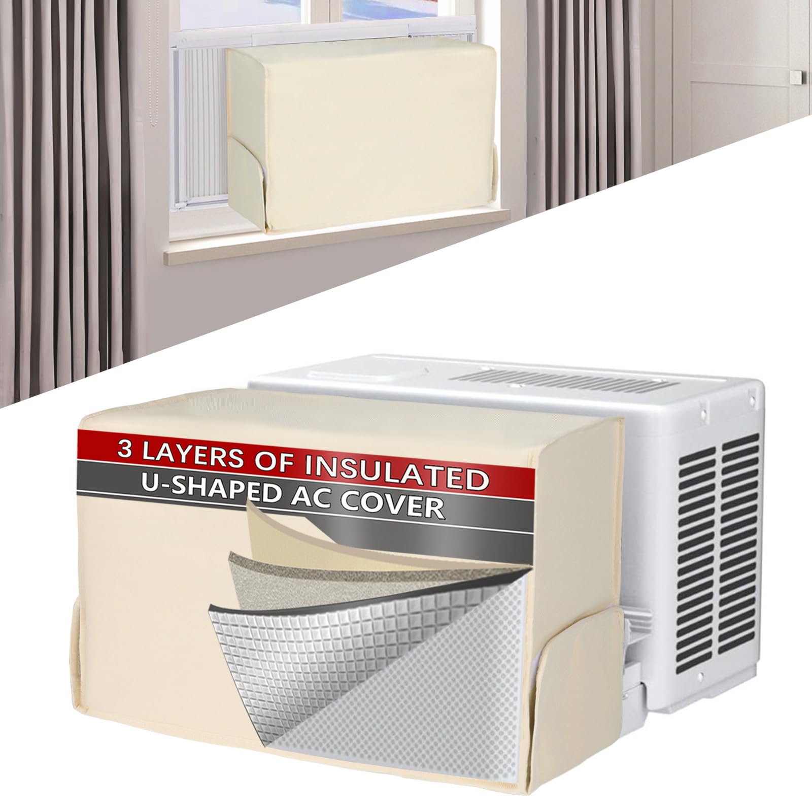 20.5L x 14H x 7.1D Indoor Air Conditioner Cover Compatible with Midea U-Shaped Window Air Conditioner 8000/10000/120000 BTU, 3 L